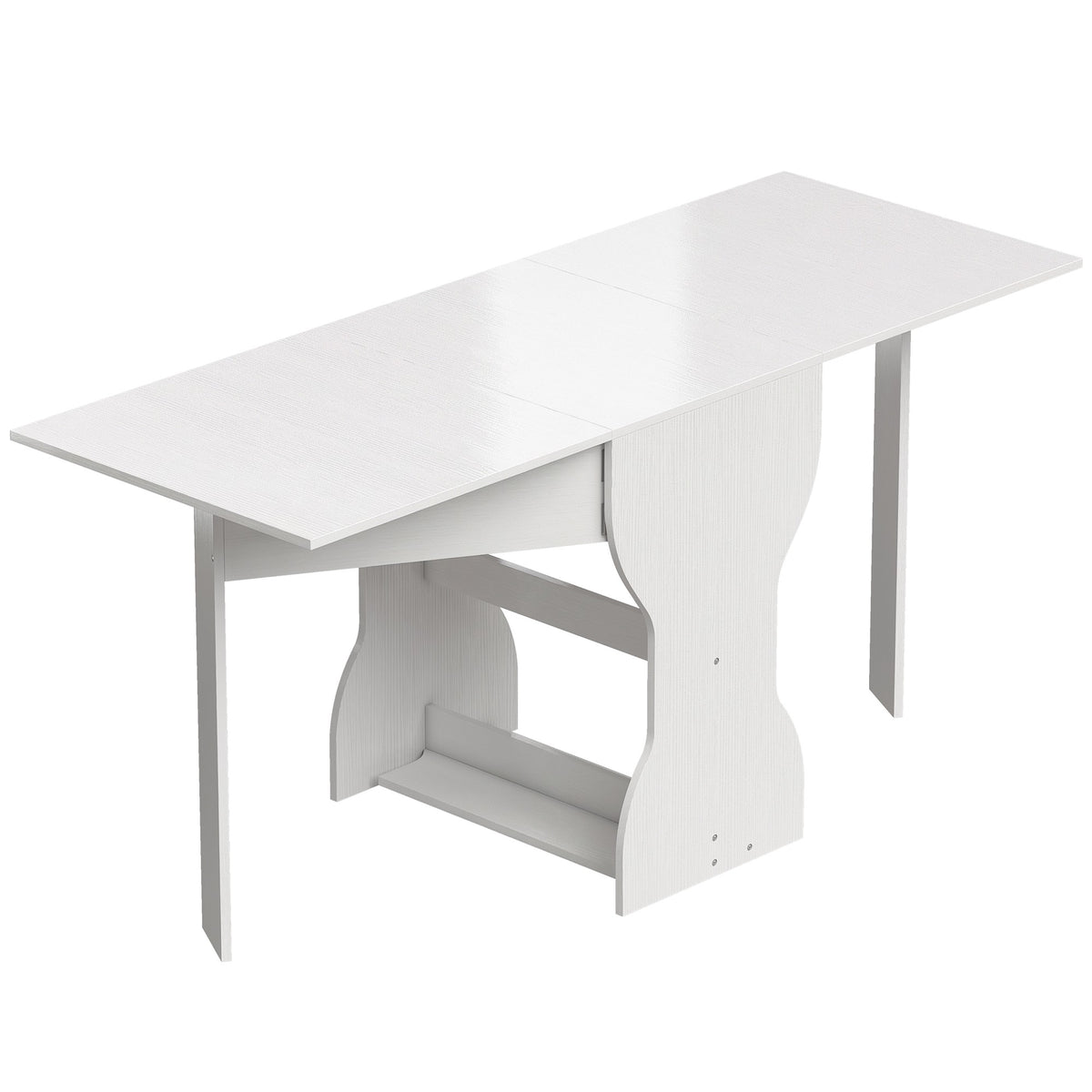 Skládací jídelní stůl s úložným prostorem, pro 2–4 osoby, bílý, 160x60x75 cm