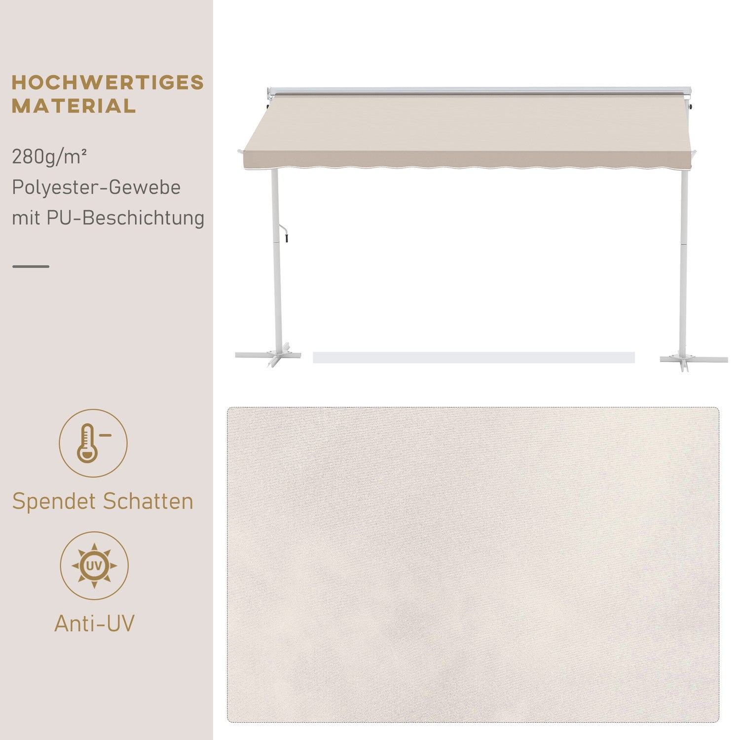 Hopfällbar trädgårdsmarkis 4x3M Beige – Sol- och väderskydd