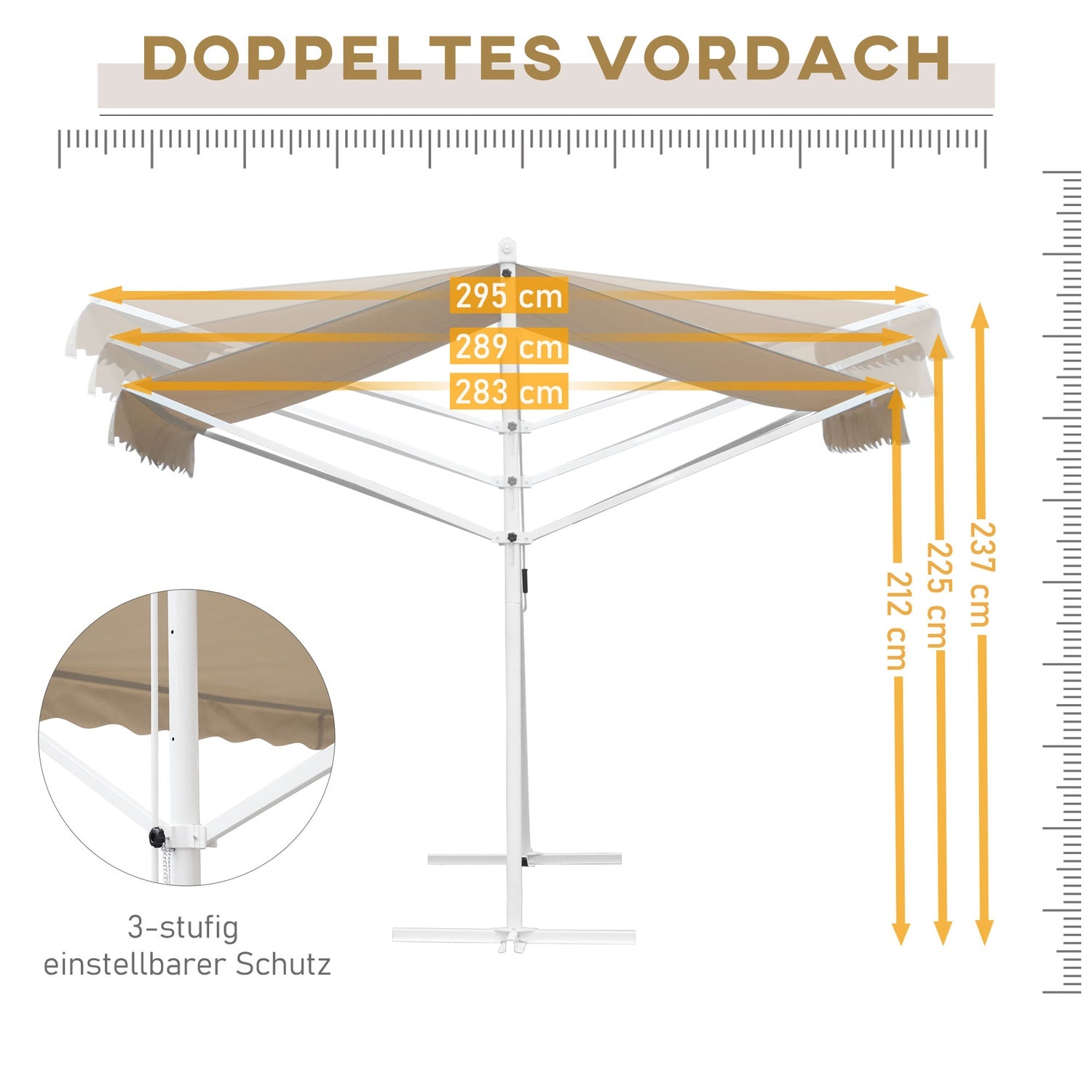 Hopfällbar trädgårdsmarkis 4x3M Beige – Sol- och väderskydd