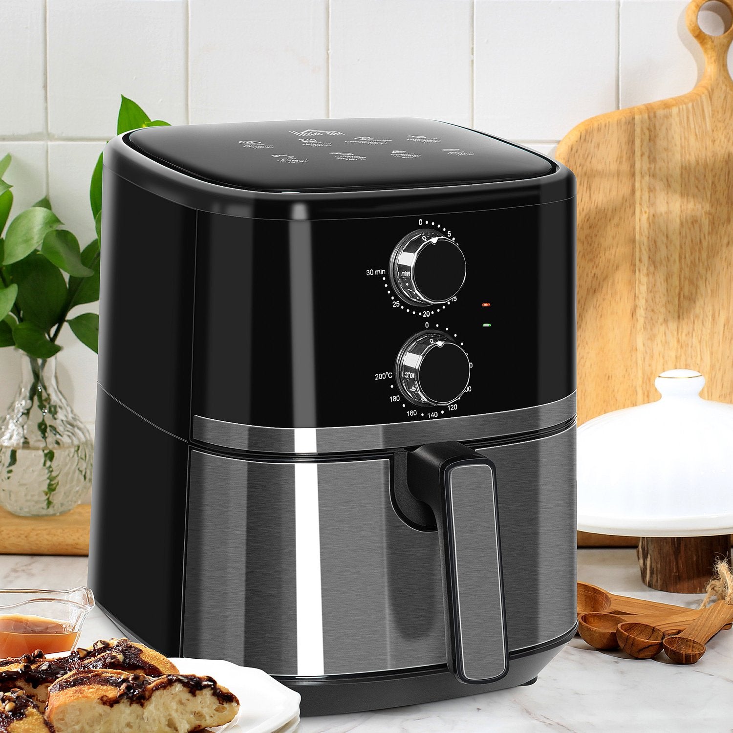 Hot Air Fryer 4,5L, 1500W, Oljefri Matlagning, Svart