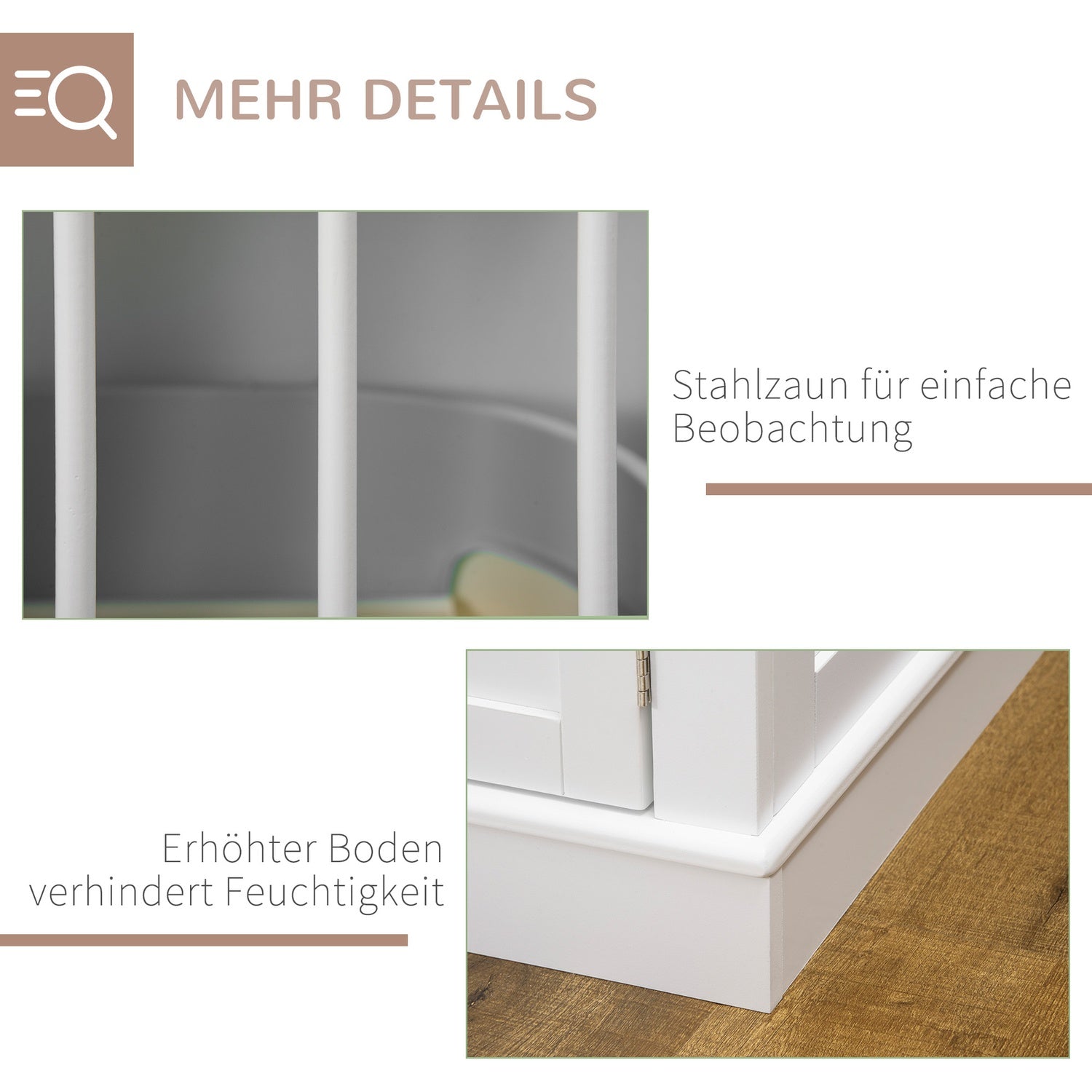 Hundbur, möbler med 3 dörrar, hundhus, hundlåda för hemmet, 78 x 53 x 59,3 cm, vit