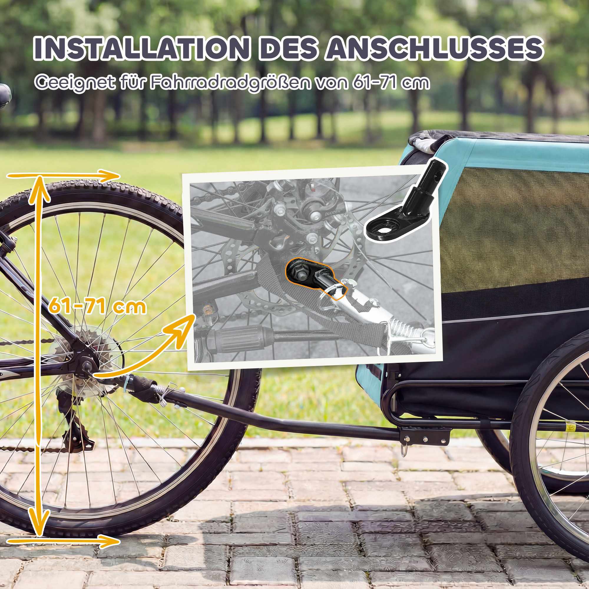 Hundcykelkärra, metallram, 20 kg kapacitet, blå