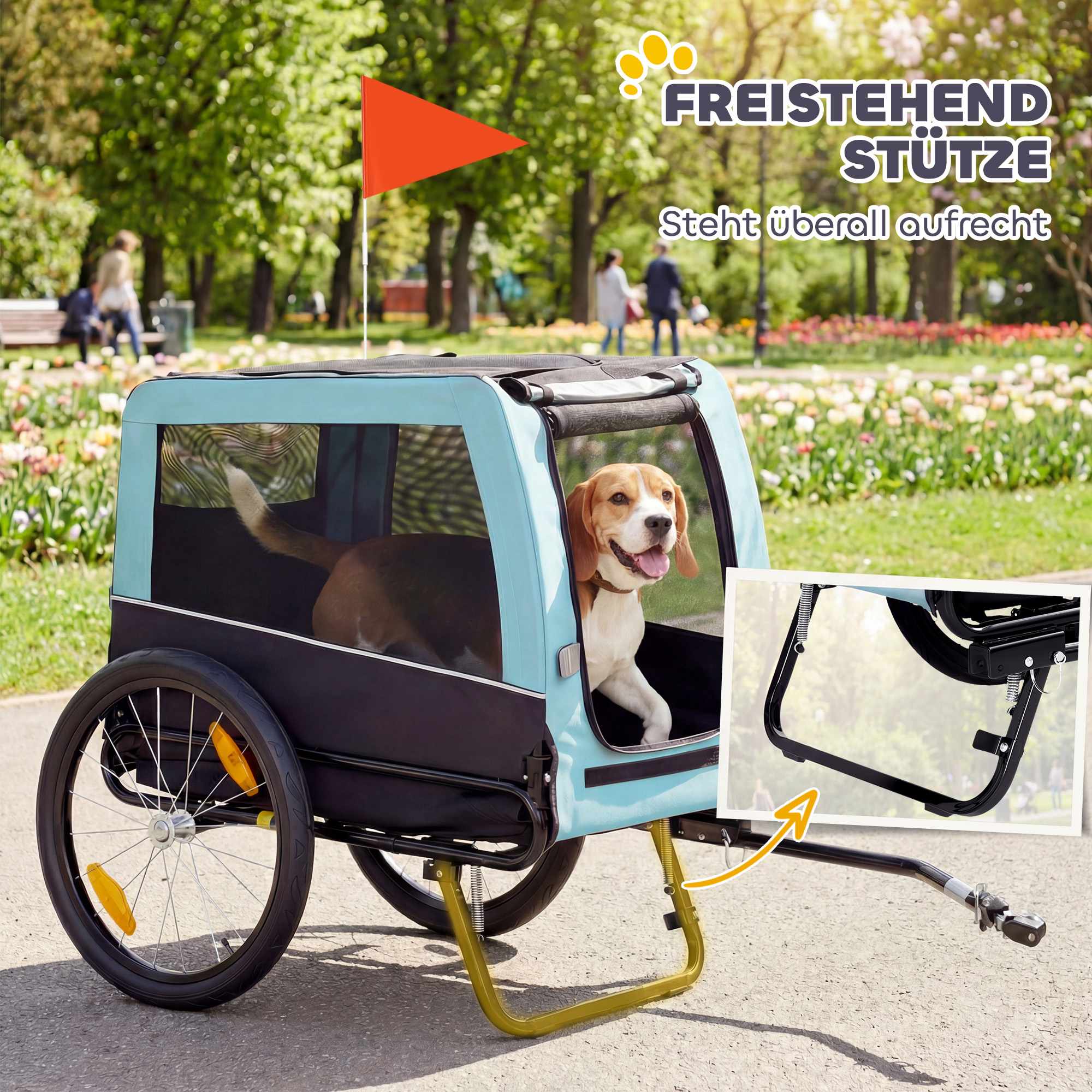 Hundcykelkärra, metallram, 20 kg kapacitet, blå
