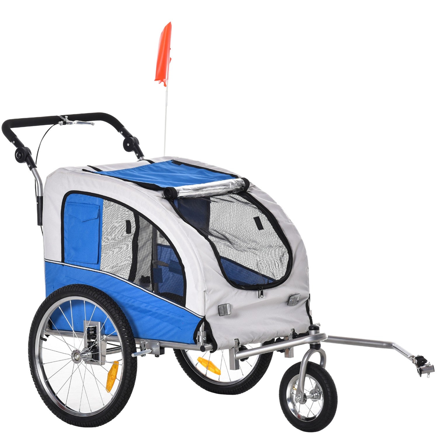 Hundcykelvagn och joggingvagn, blå/grå, 155 x 83 x 108 cm