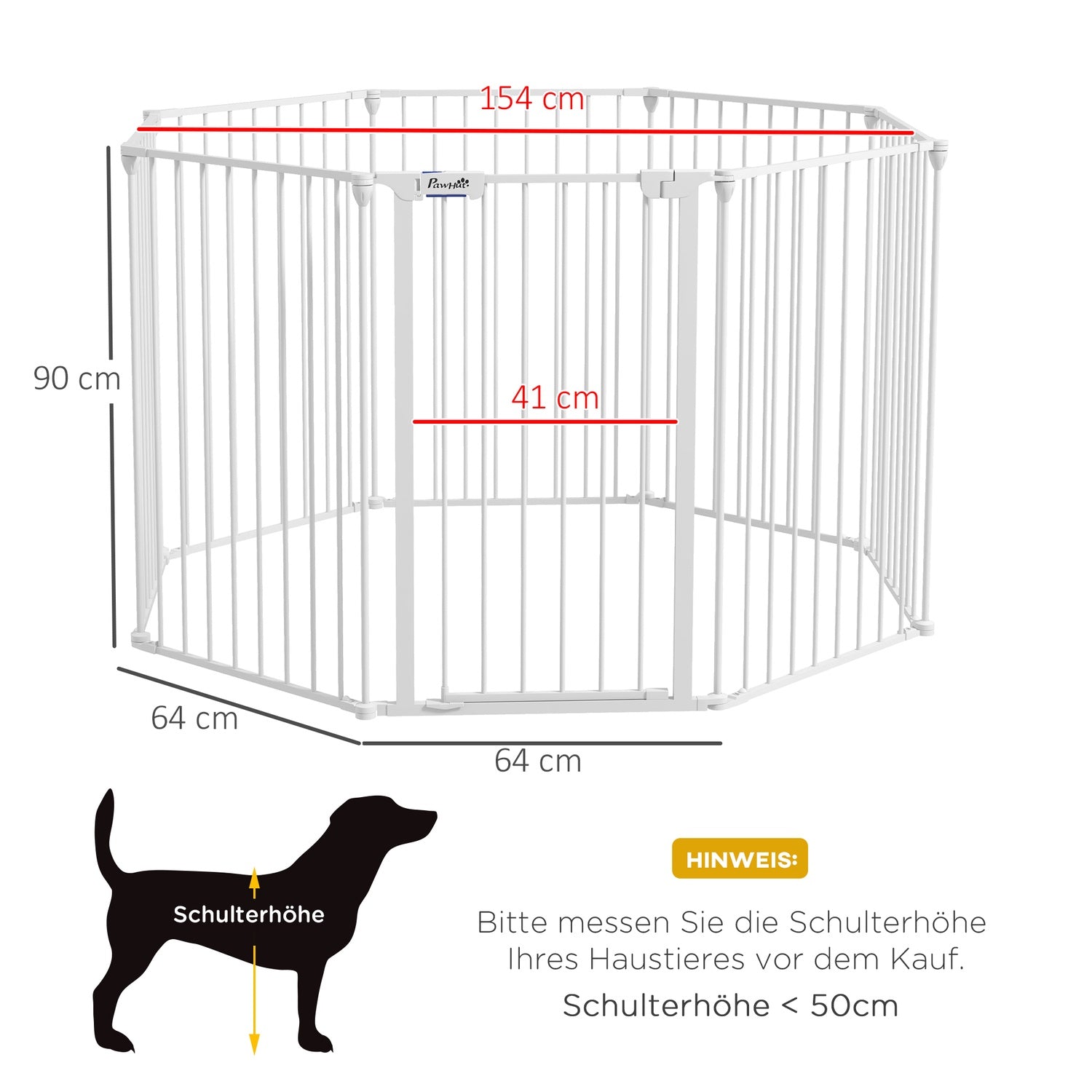 Výběh pro psy, výška 90 cm, skládací venkovní ohrádka s 8 panely