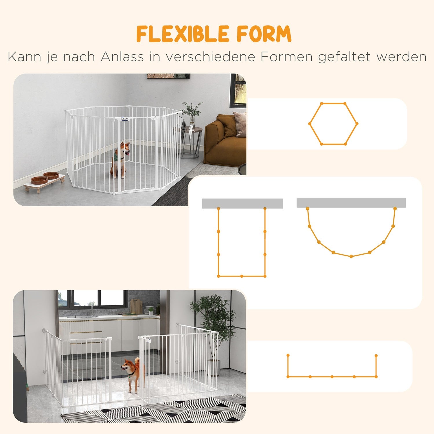 Výběh pro psy, výška 90 cm, skládací venkovní ohrádka s 8 panely