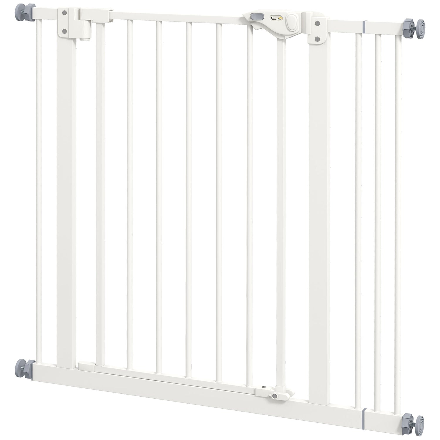 Bezvrtací bezpečnostní branka pro psy, 74-87cm, schodišťová zábrana, bílá