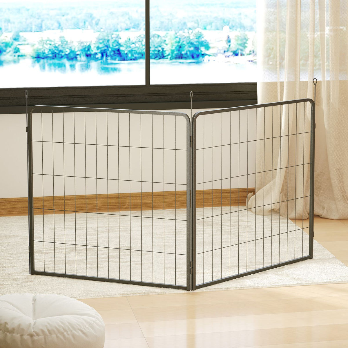 Venkovní panely pro oplocení psů, sada 2 ks – 80 x 80 cm, černé
