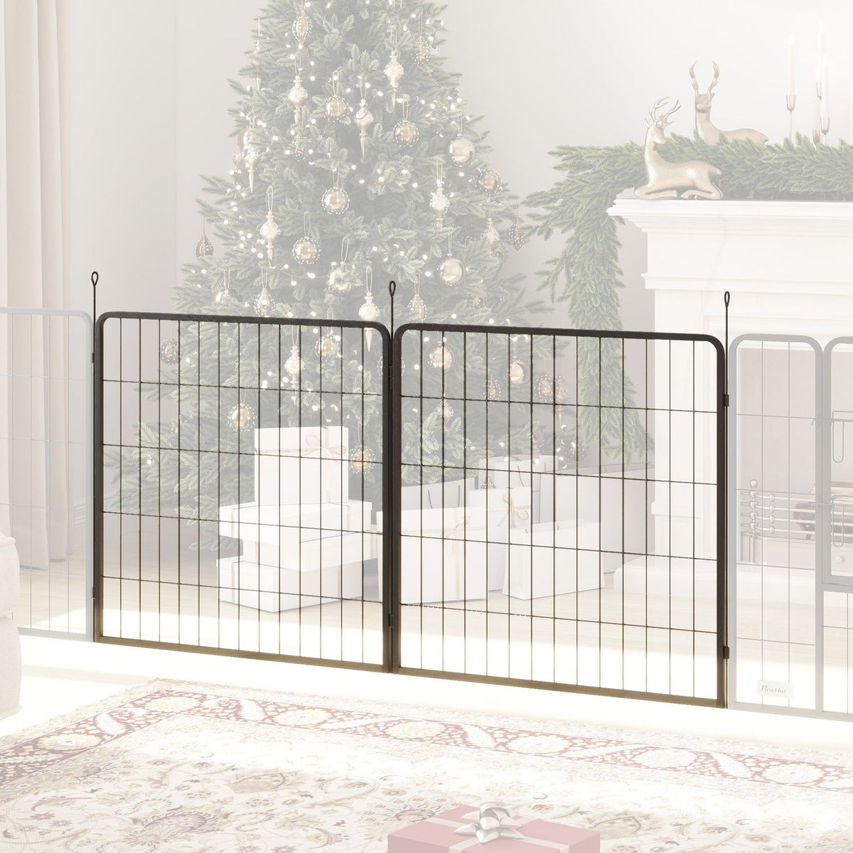 Venkovní panely pro oplocení psů, sada 2 ks – 80 x 80 cm, černé