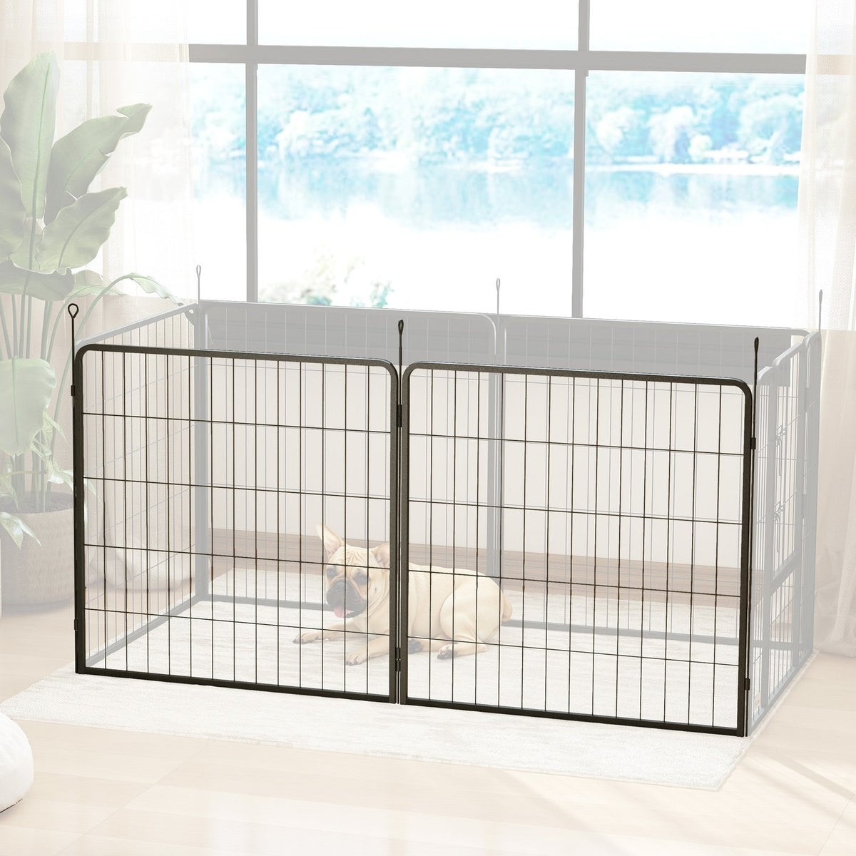 Venkovní panely pro oplocení psů, sada 2 ks – 80 x 80 cm, černé