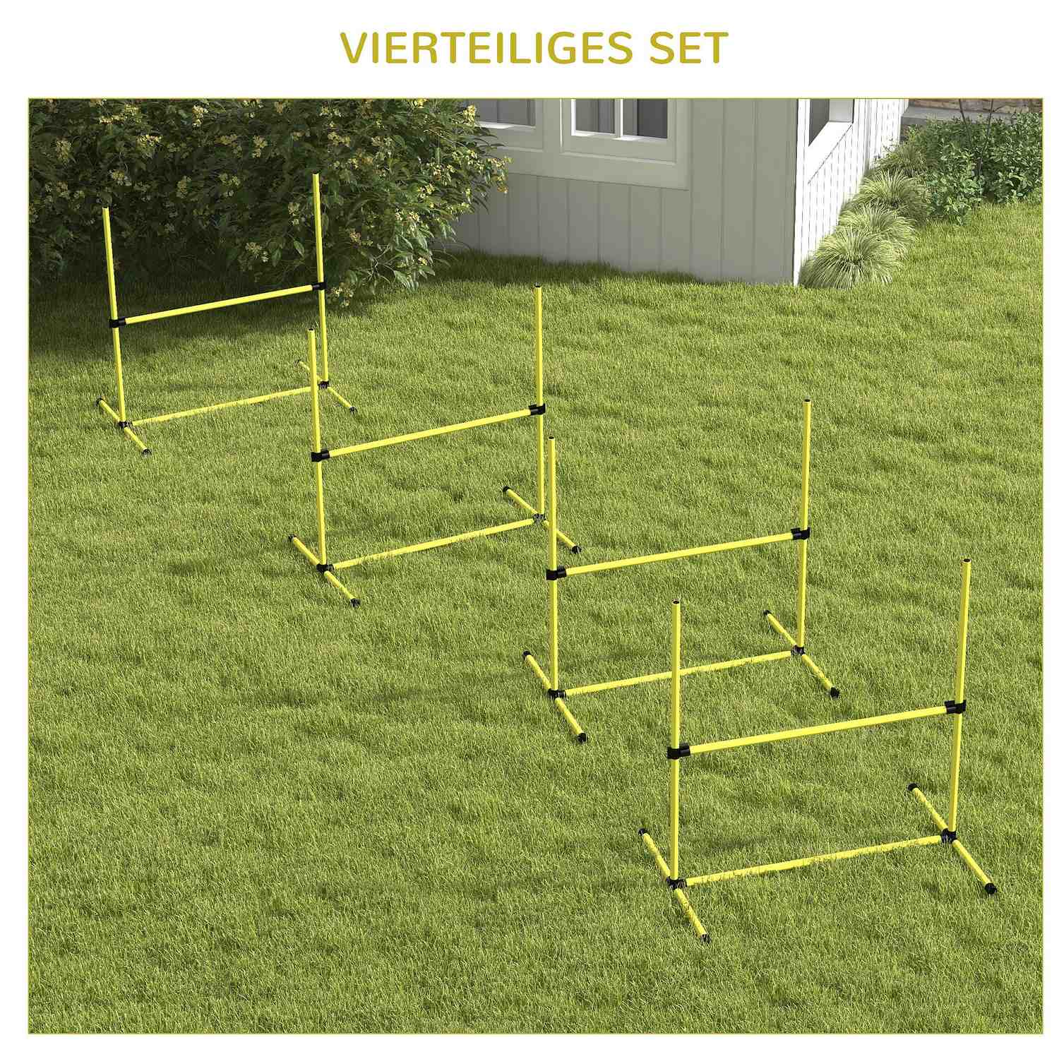 Hundträningsslalomset – 4 gula plasthäckar