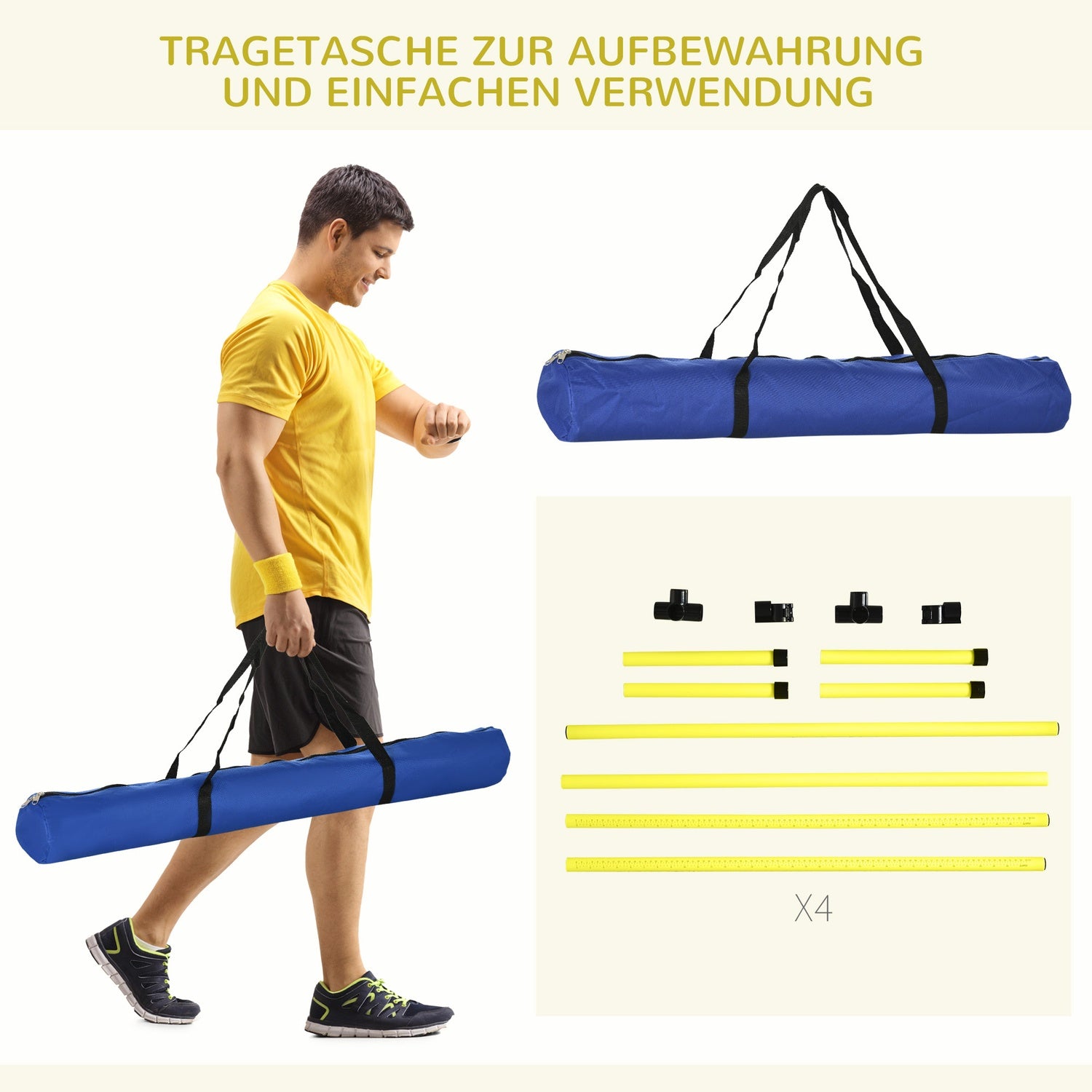 Hundträningsslalomset – 4 gula plasthäckar
