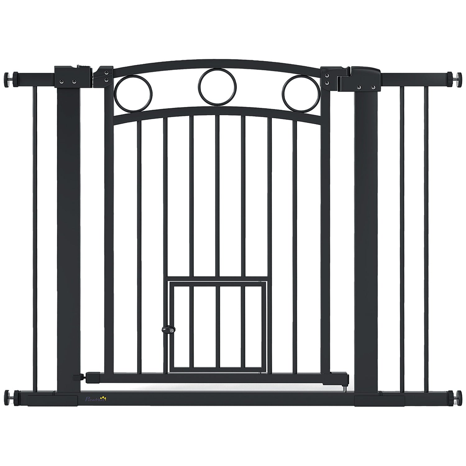 Husdjursgrind, 77 cm, Justerbar 76-104 cm, Kattlucka, Svart