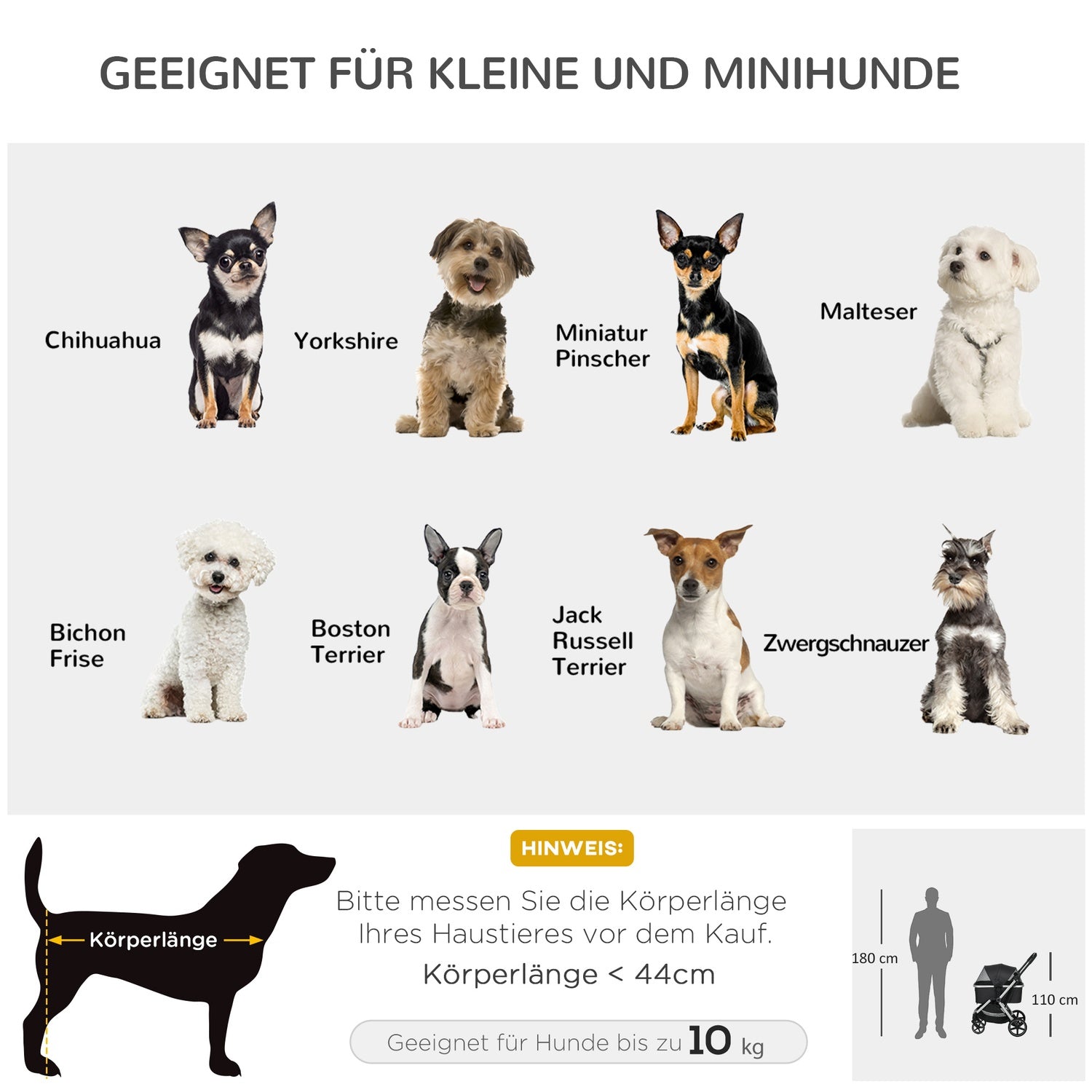 Husdjursvagn hund/kattvagn, säkerhetskoppel, regnskydd