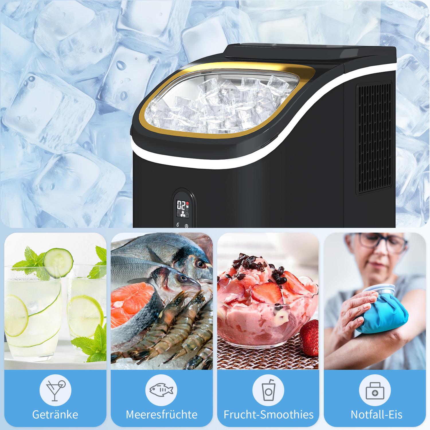 Výrobník kostek ledu, 15kg/24h, nádržka 1,5L, LED displej, černý