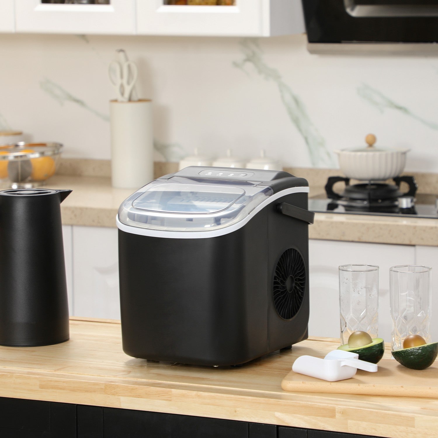 Ice Cube Maker, 9 kuber på 6-12 min, 12 kg/dag, svart