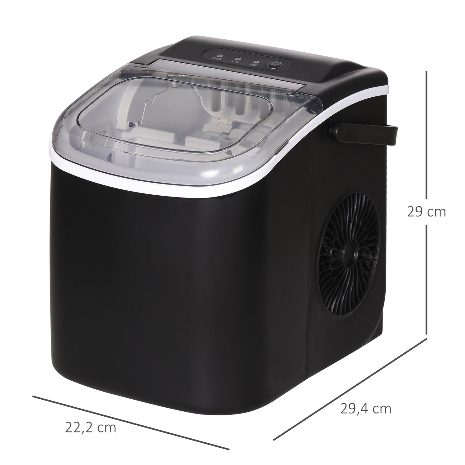 Ice Cube Maker, 9 kuber på 6-12 min, 12 kg/dag, svart