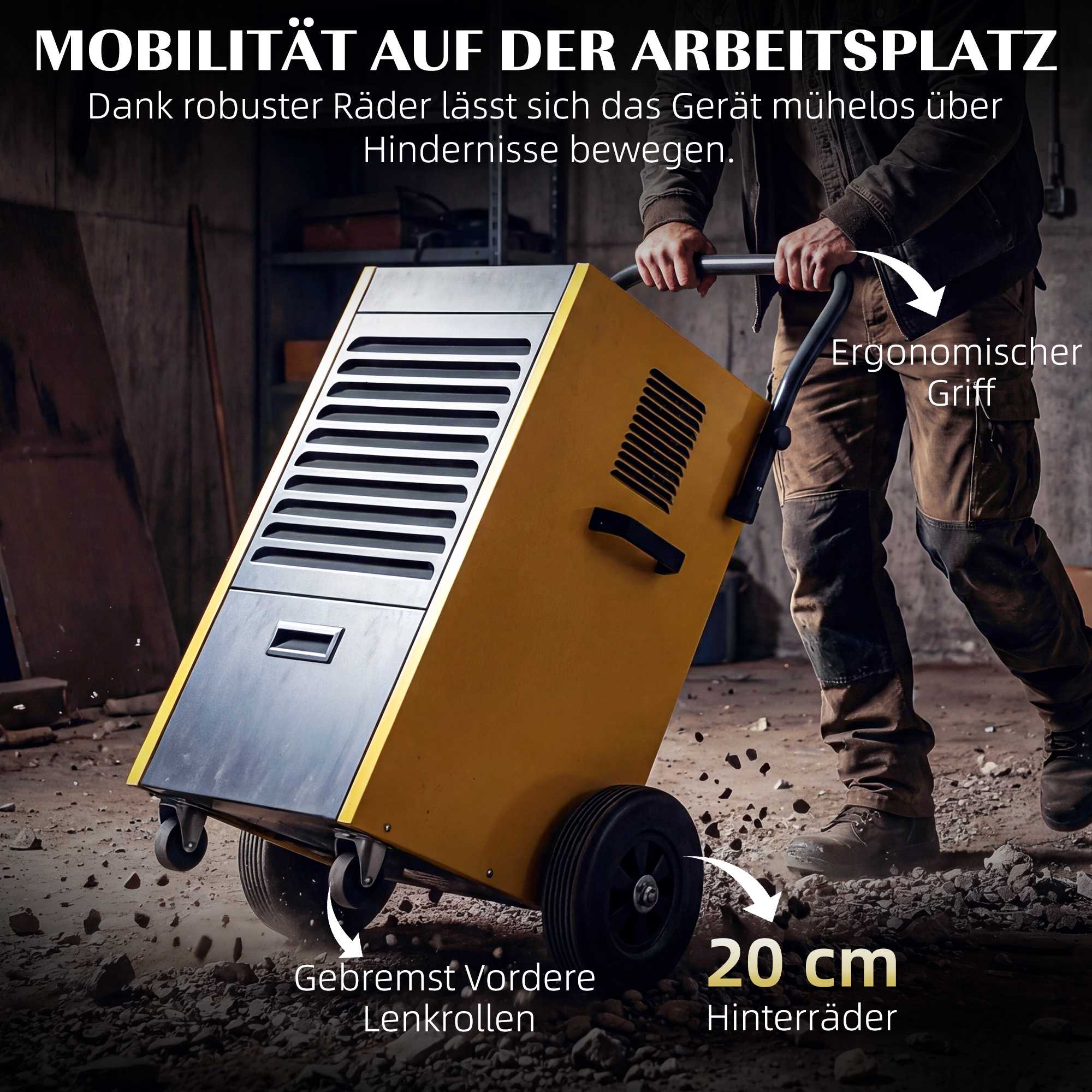 Industriell avfuktare, 70 l/dag, kontinuerlig dränering