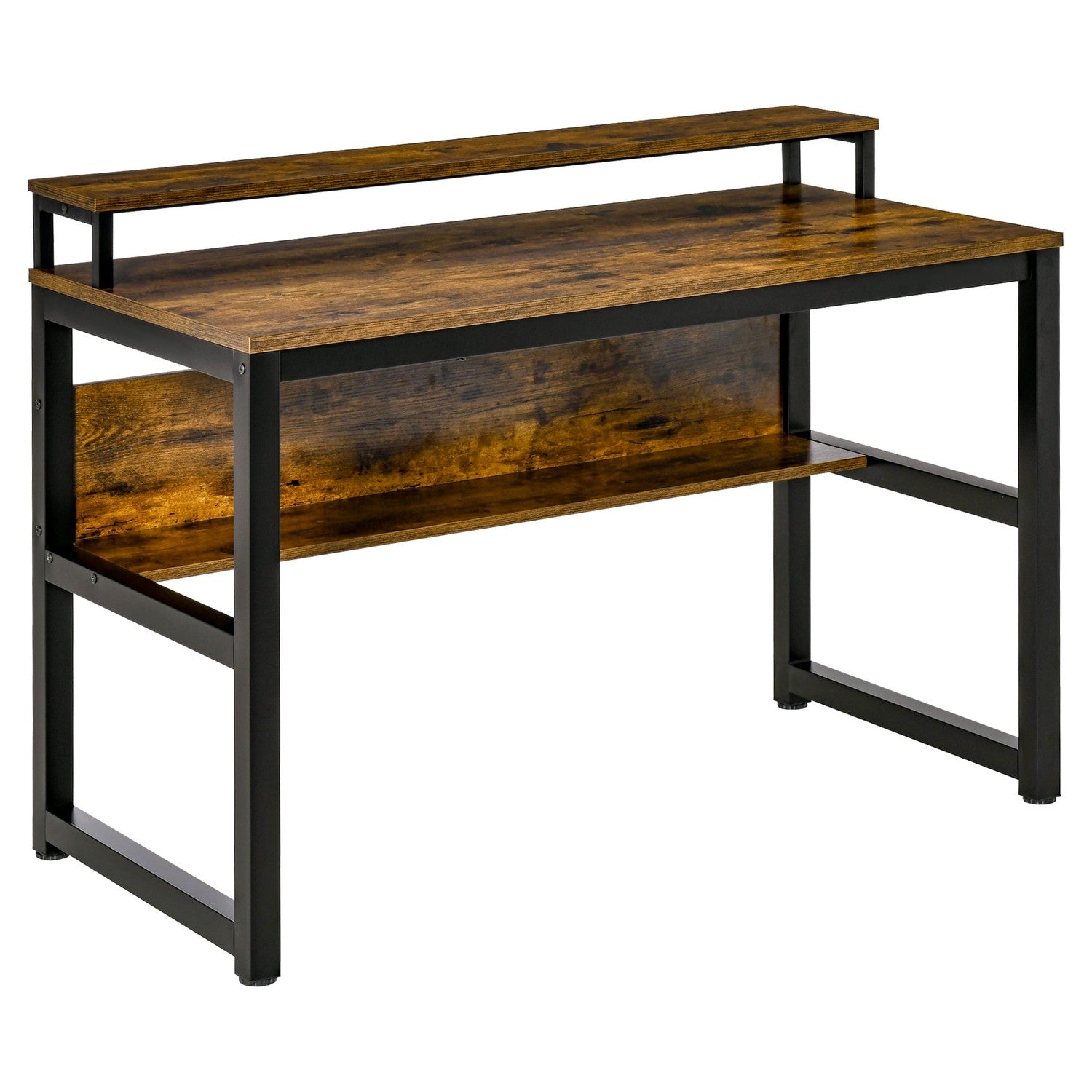 Industriellt kontorsdatorbord, Metall, Rustik Brun 120x60x85 cm