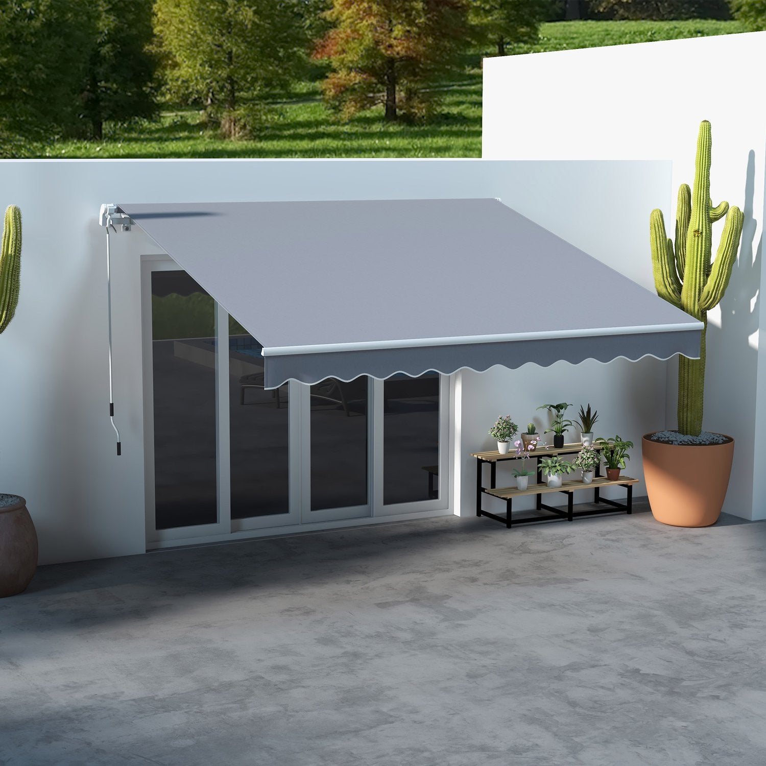 Infällbar Grå Balkongmarkis, UV-solskydd, 2,95x2,5m