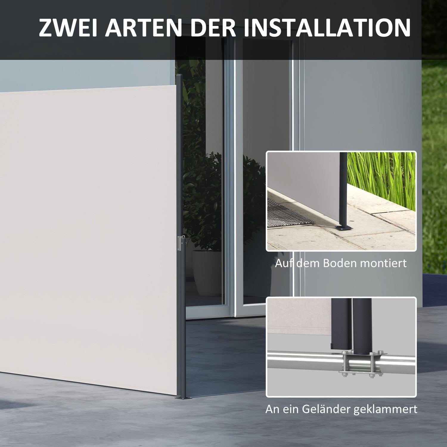 Stahovací markýza pro soukromí, 300x140cm, ochrana proti UV záření a větru