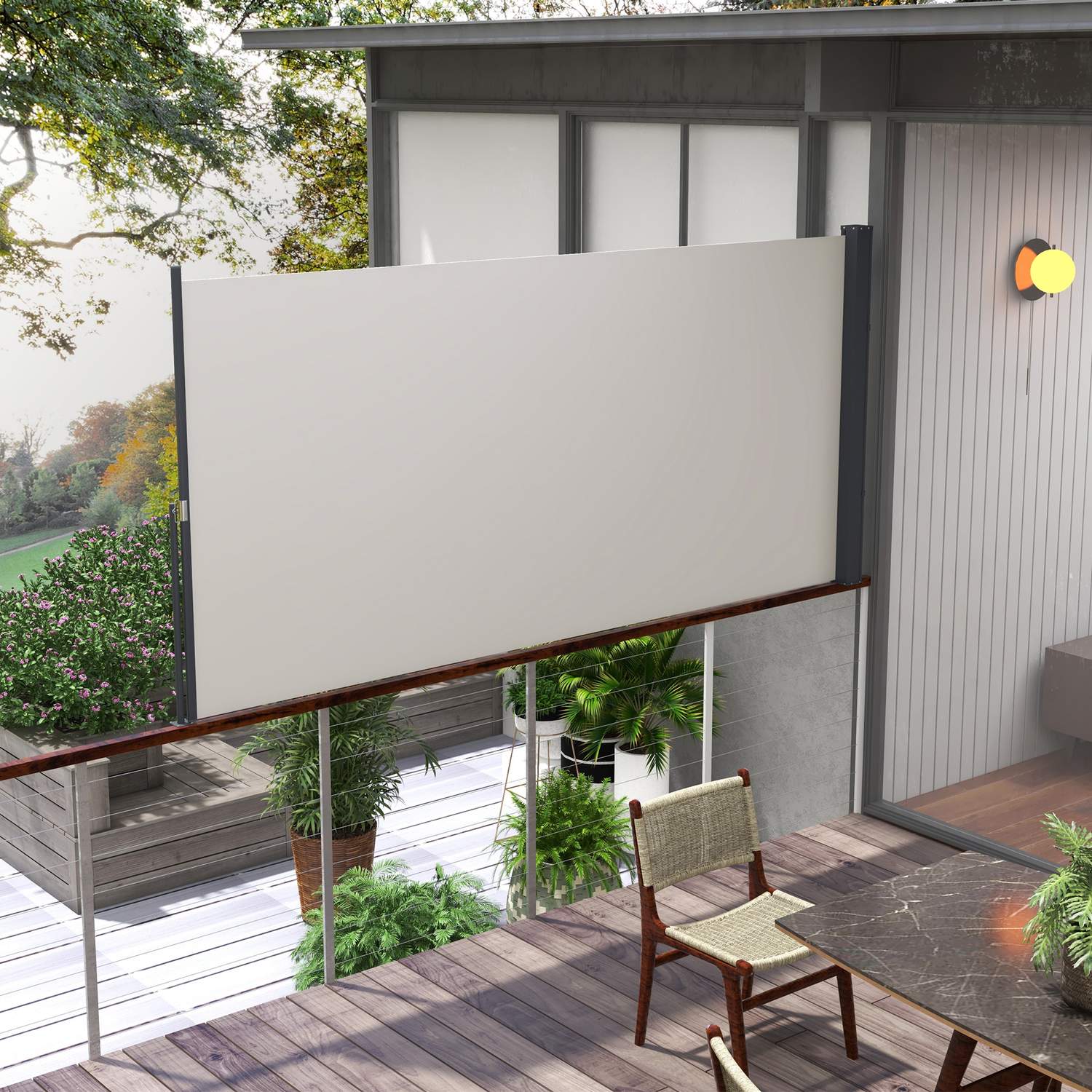 Stahovací markýza pro soukromí, 300x140cm, ochrana proti UV záření a větru