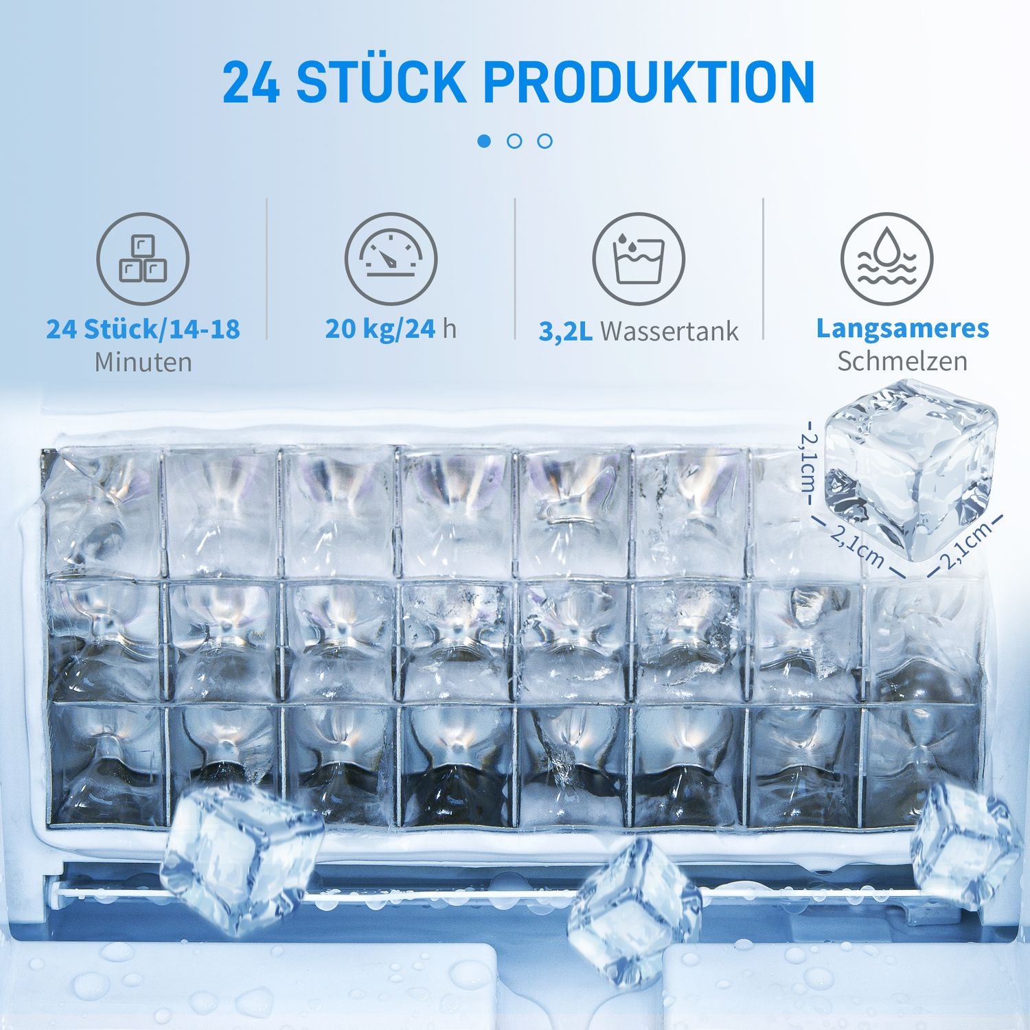 Výrobník ledu, 20 kg/24 hodin, 2,3 l, samočisticí, černý