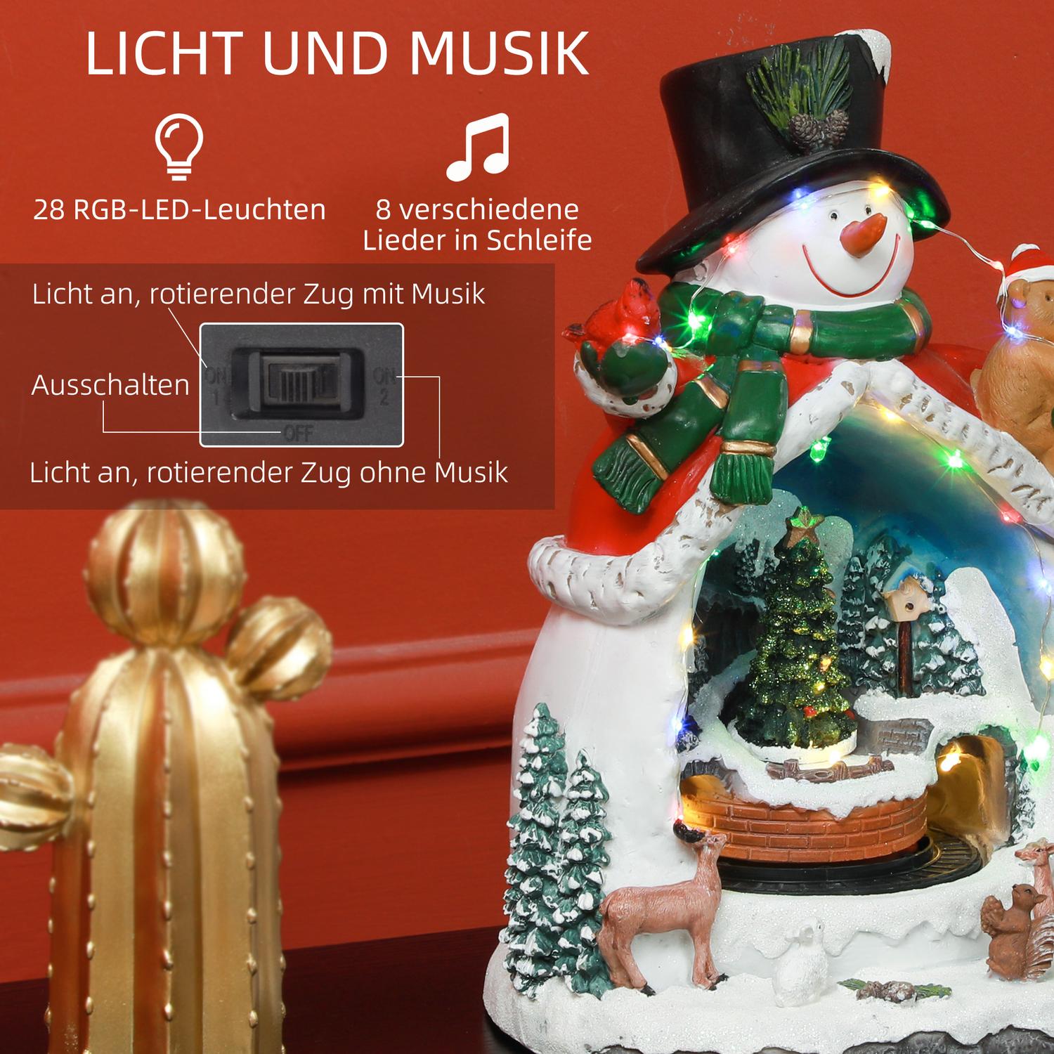 Julby med LED-ljus, musik och tåg