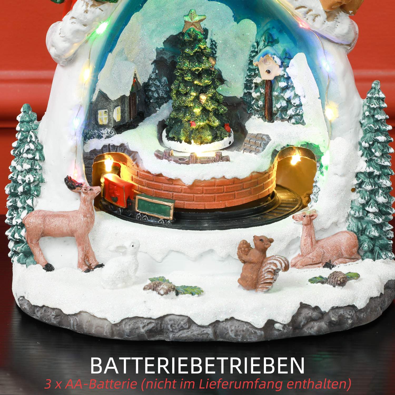 Julby med LED-ljus, musik och tåg