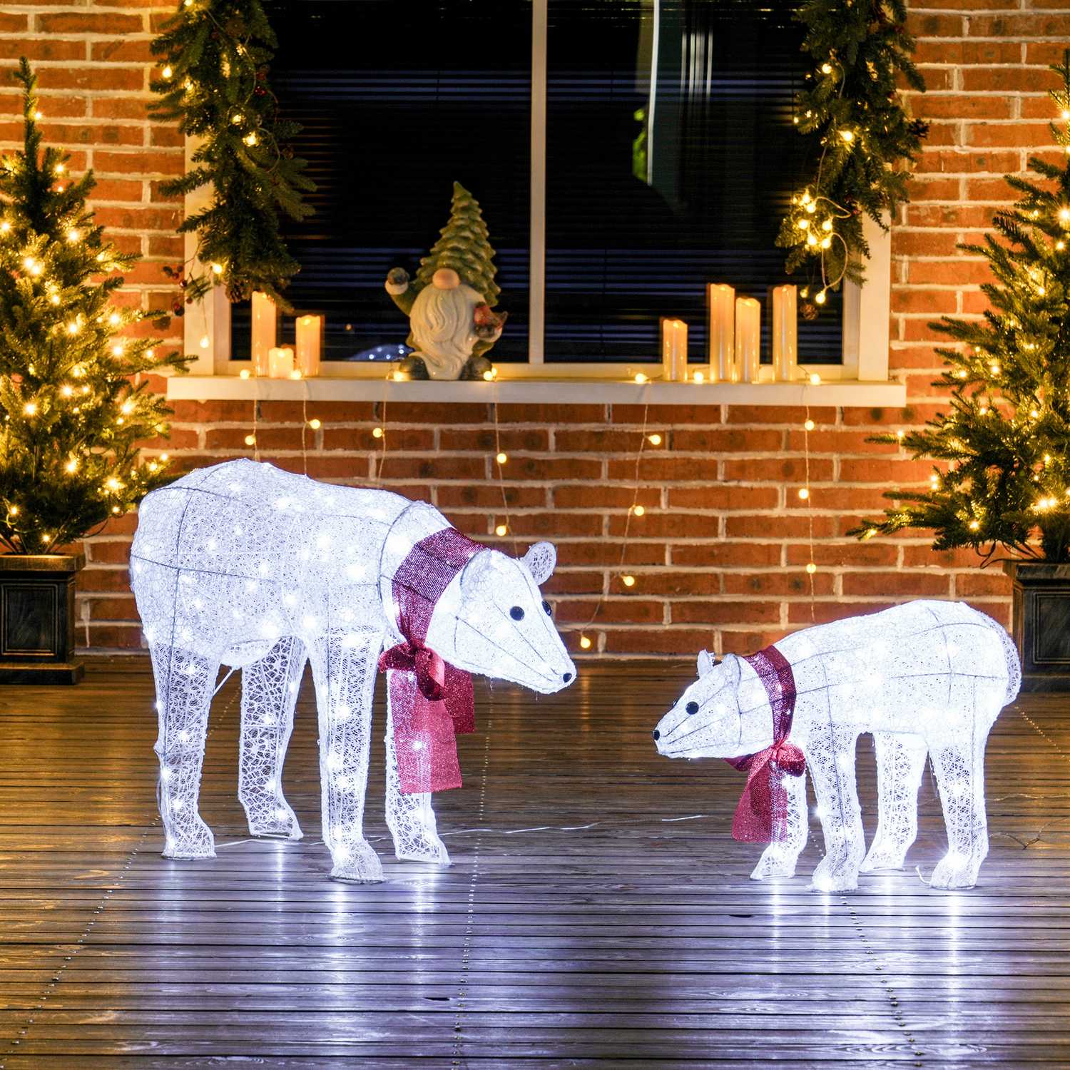 Vánoční dekorace s ledním medvědem, 140 LED diod, voděodolná, časovač
