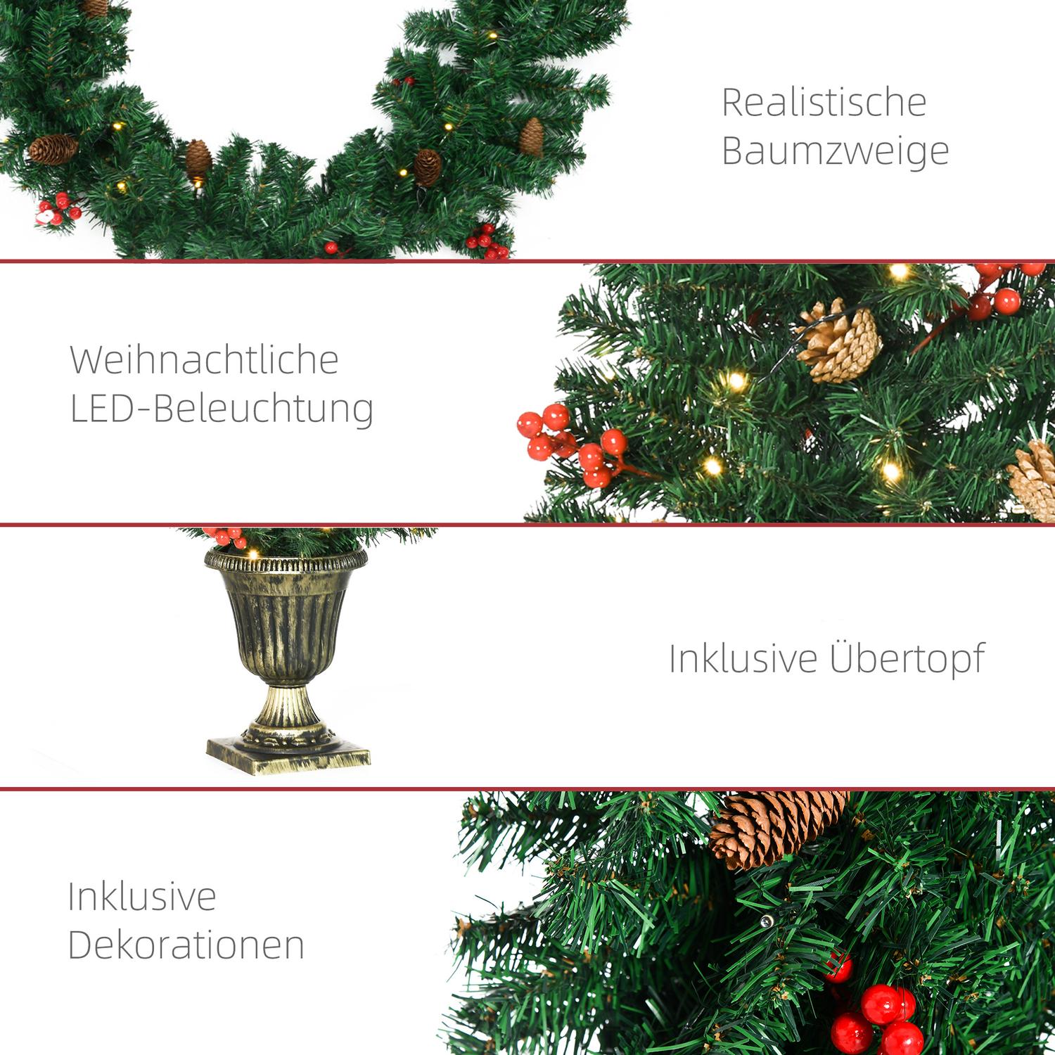 Juldekorationsset med LED – träd, krans, krans