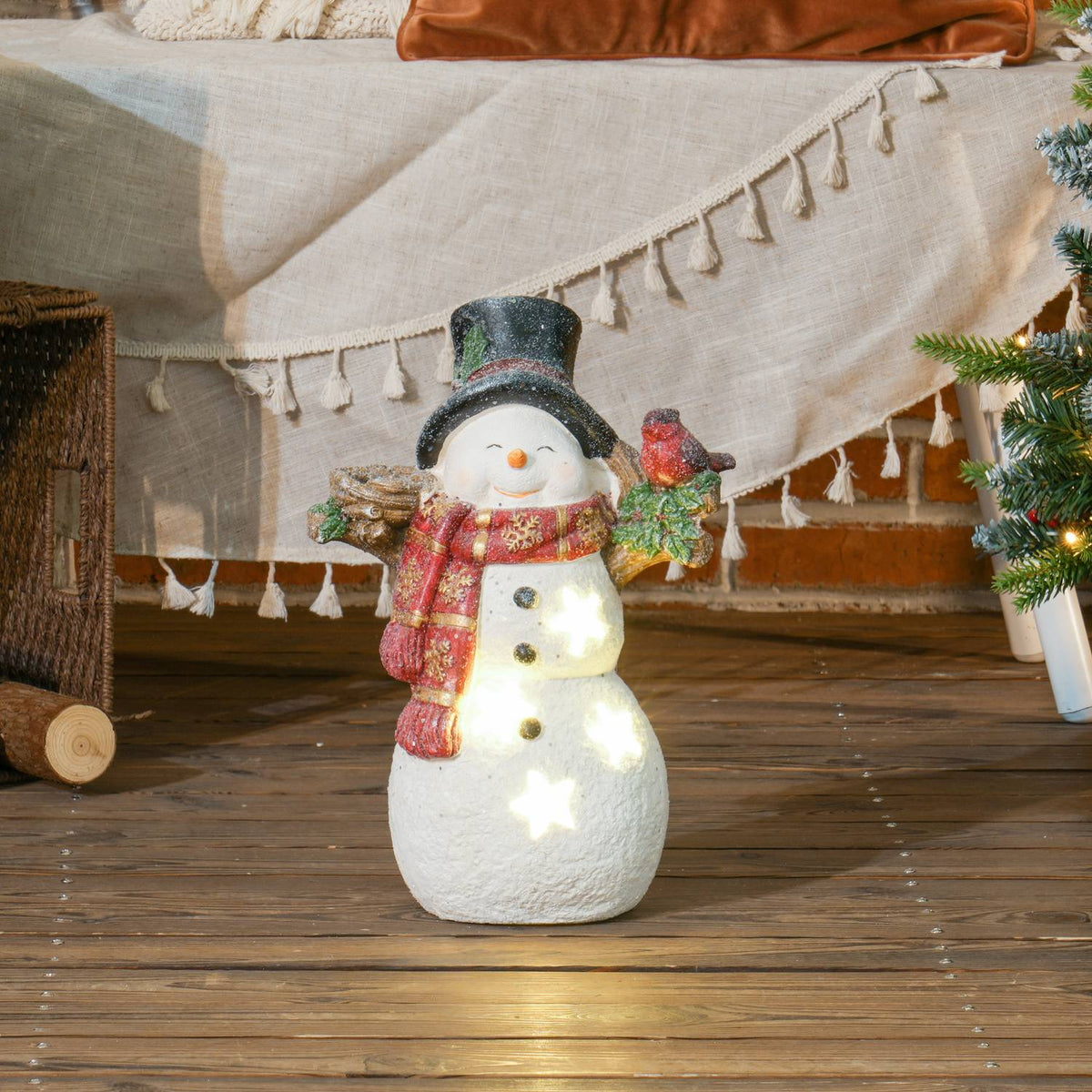 Vánoční figurka sněhuláka s LED osvětlením, 38 cm, do interiéru i exteriéru