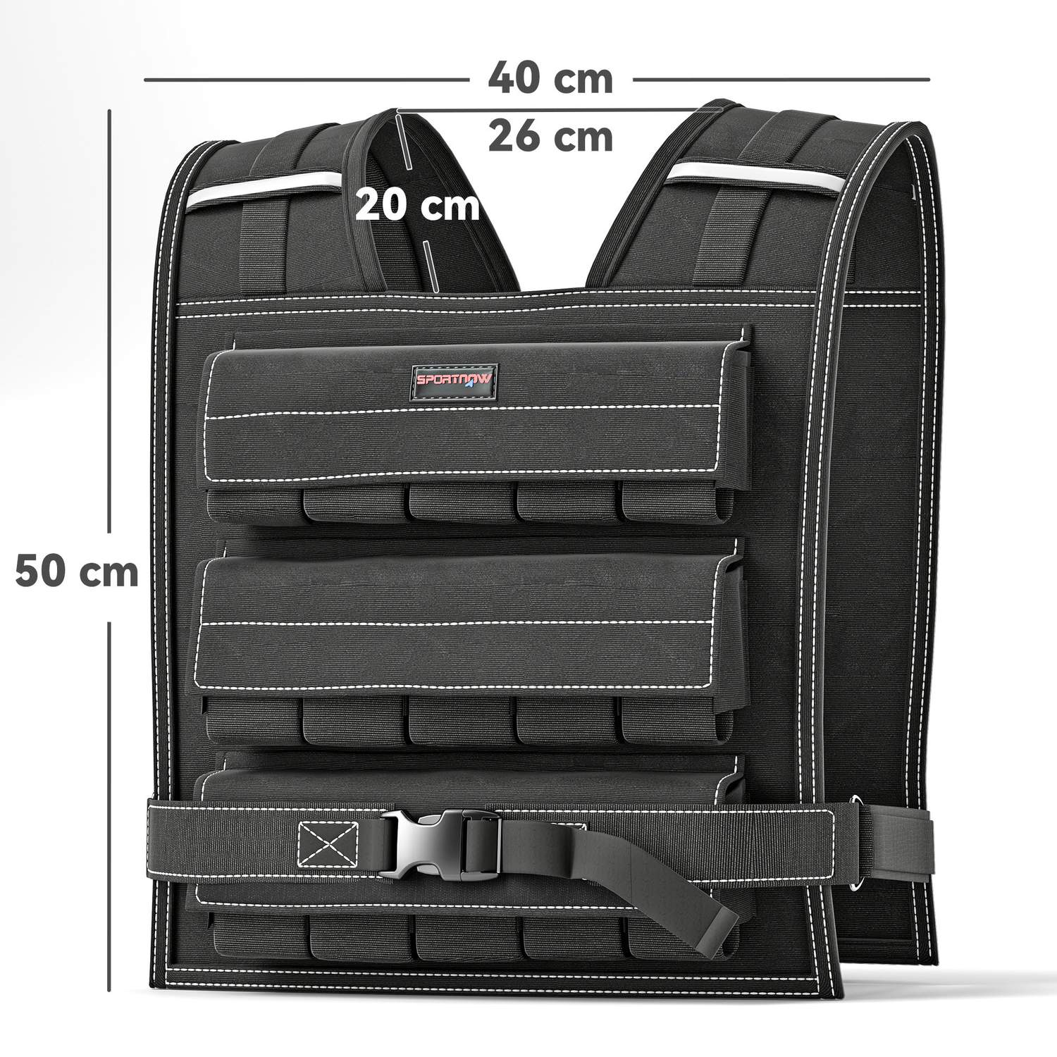 Nastavitelná zátěžová vesta 15 kg s reflexními pruhy pro fitness