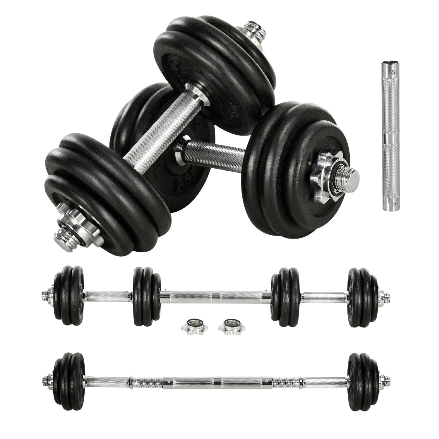 Justerbar 30 kg hantelset med 12 viktskivor