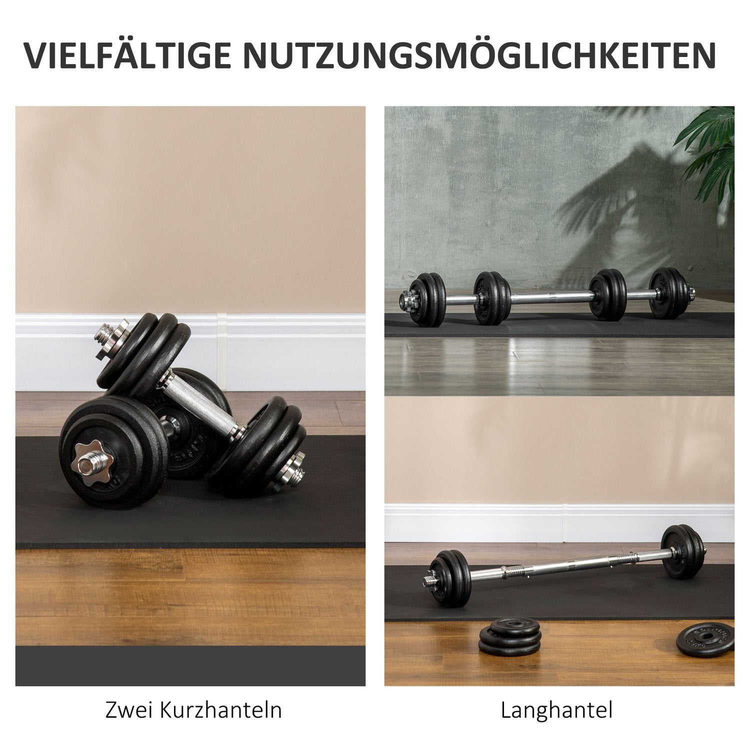 Justerbar 30 kg hantelset med 12 viktskivor