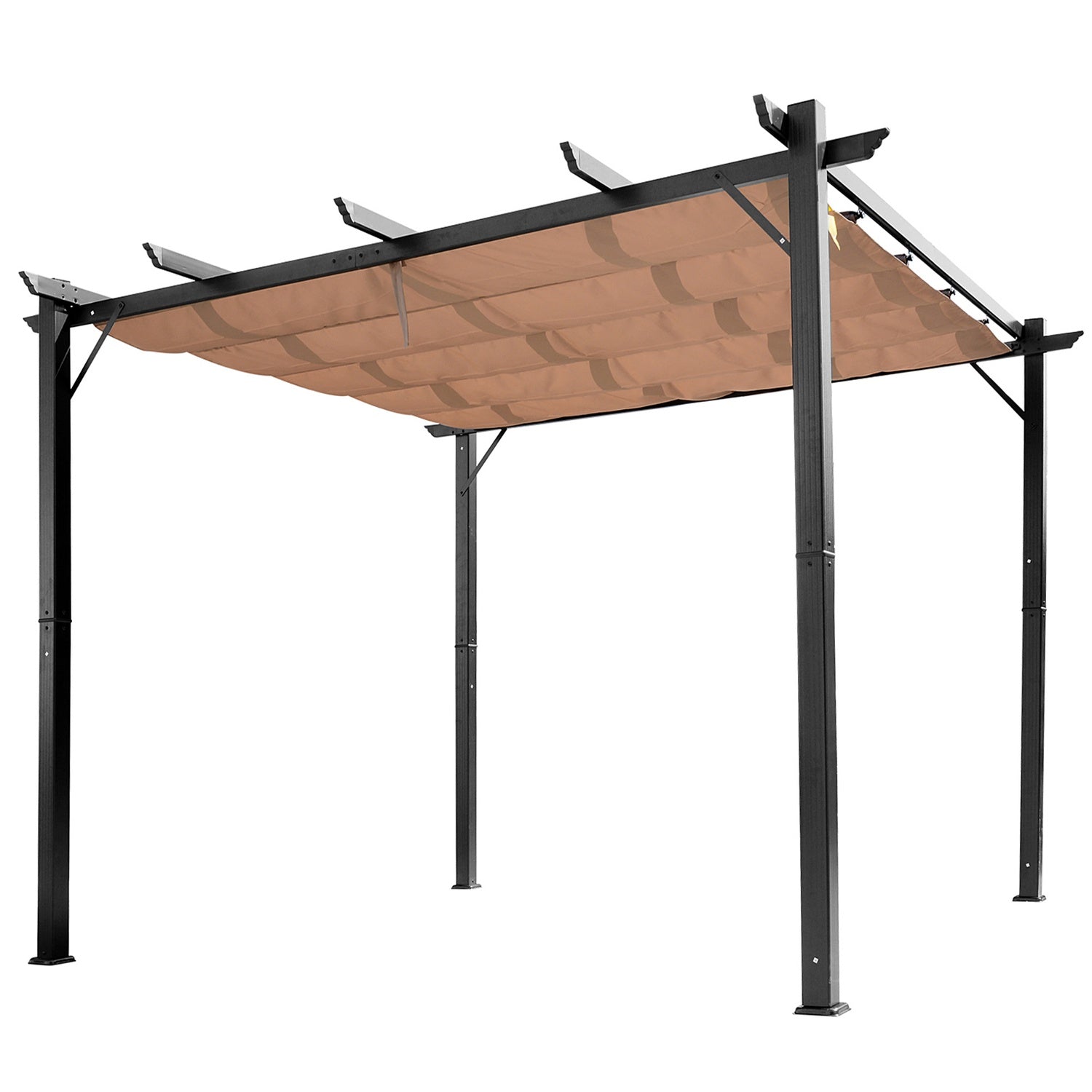 Justerbar Aluminium Pergola Gazebo, 3x4m, Grå/Brun