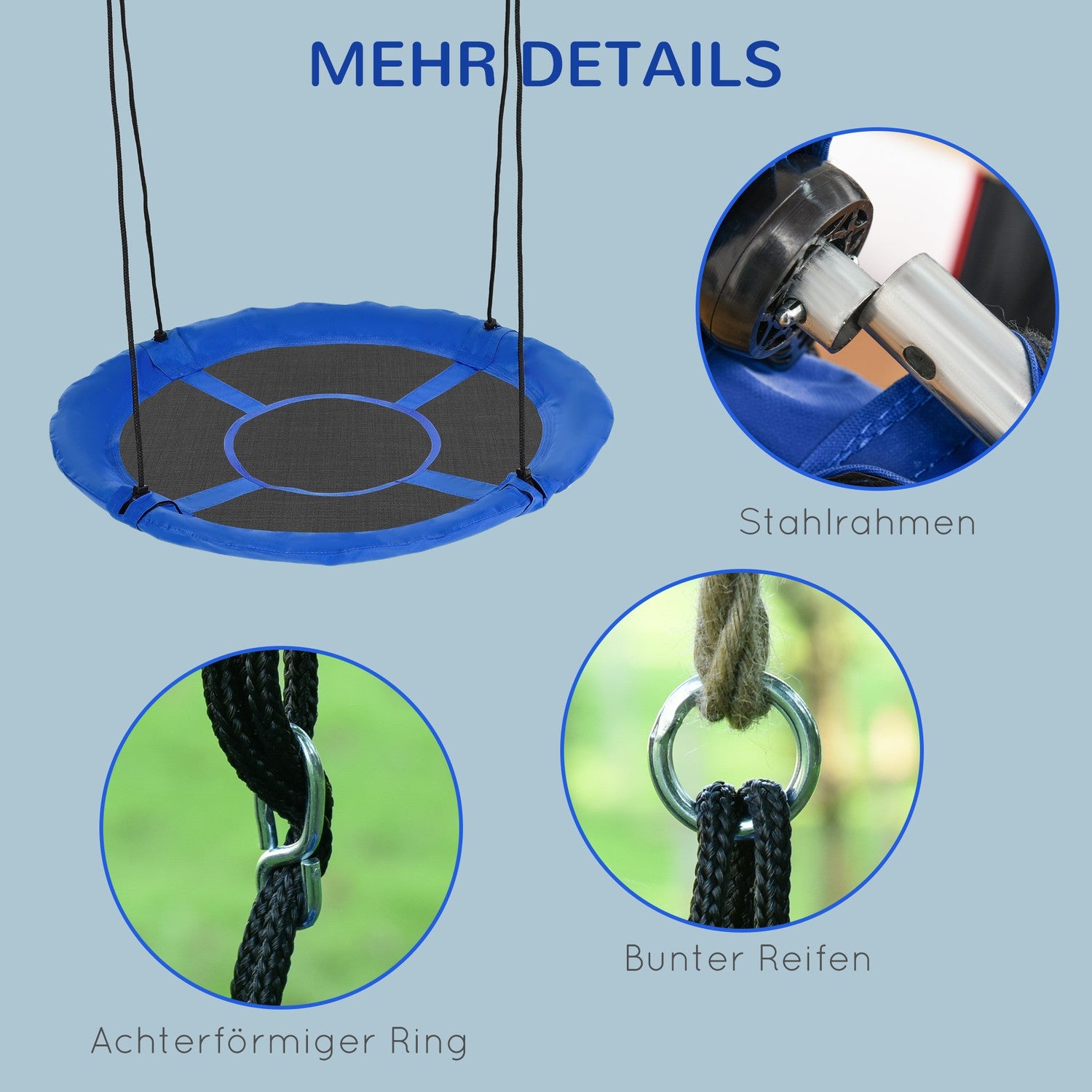 Justerbar Blue Nest Gunga, Ø110 cm, 150 kg, 3-12 år