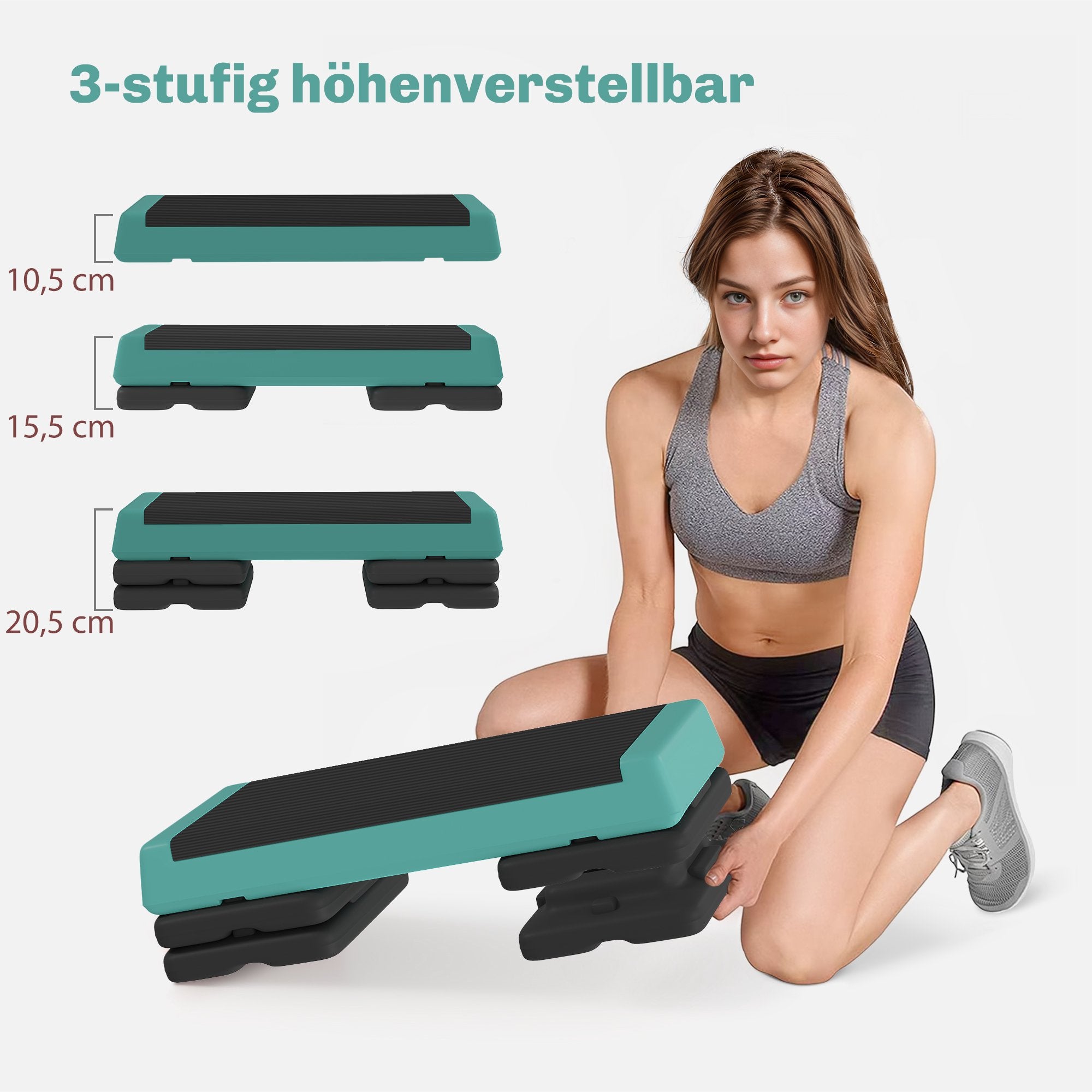 Justerbar aerobisk steppmaskin med halkfri yta, grön
