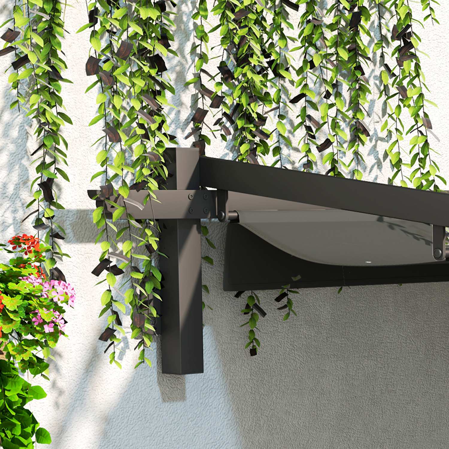 Nastavitelná hliníková pergola, 3x3m, tmavě šedá, ochrana proti slunci