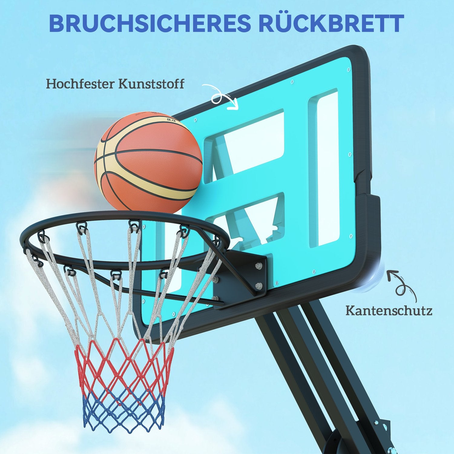 Nastavitelný basketbalový koš se stojanem, 146–236 cm, přenosný