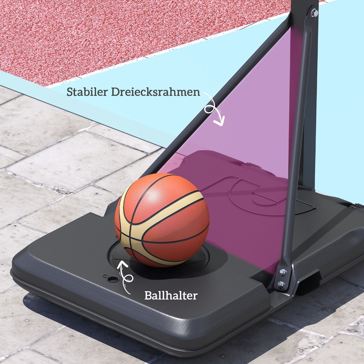 Nastavitelný basketbalový koš se stojanem, 146–236 cm, přenosný