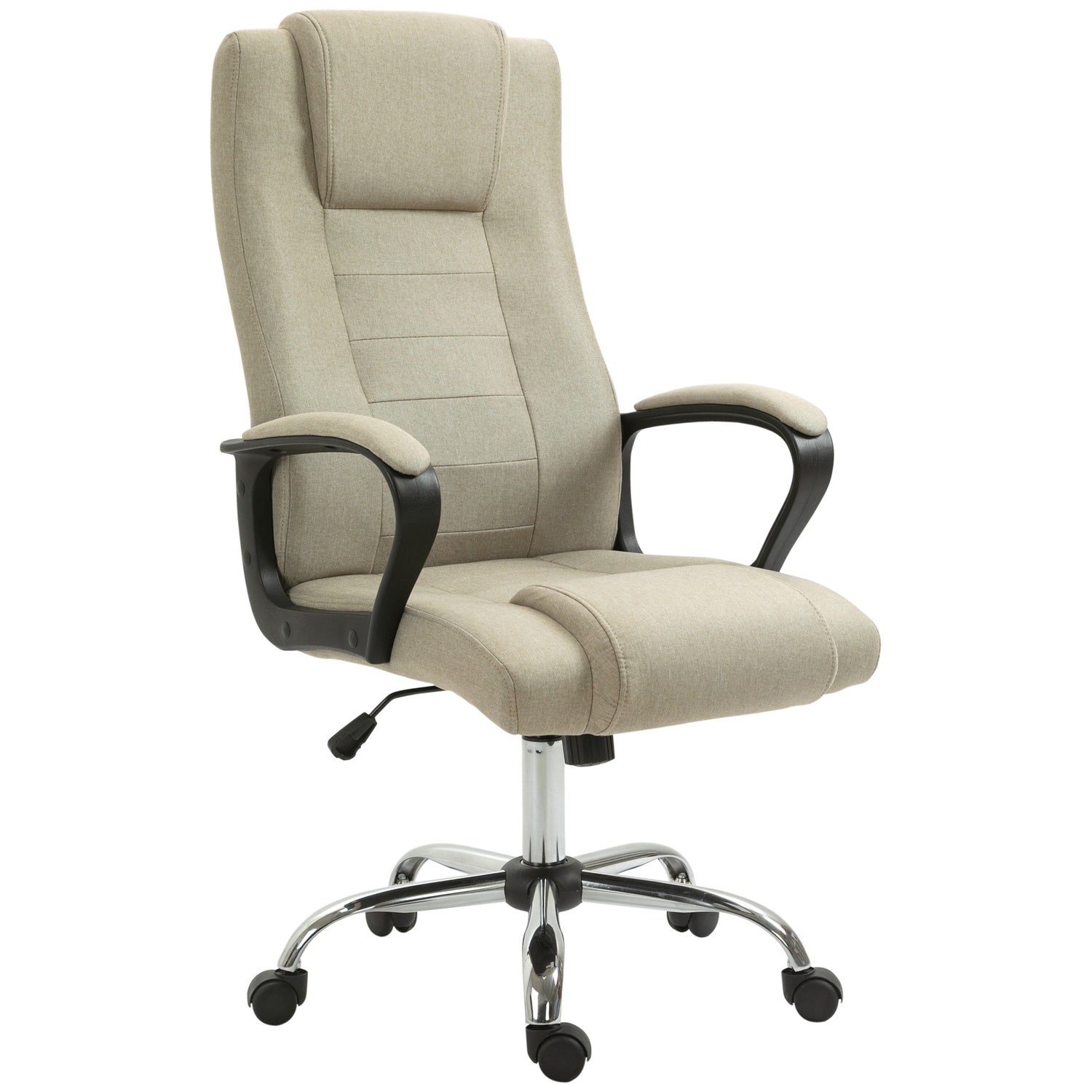 Justerbar kontorsstol, linnelook, beige, vridbar, 5 hjul