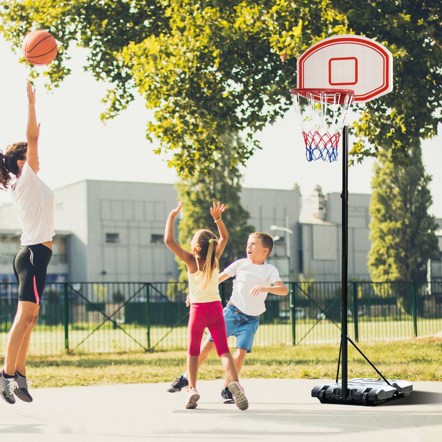 Nastavitelný přenosný venkovní basketbalový koš, 212–250 cm