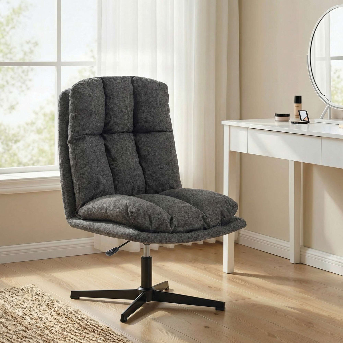 Nastavitelné otočné křeslo, sedák 62 cm, tmavě šedé