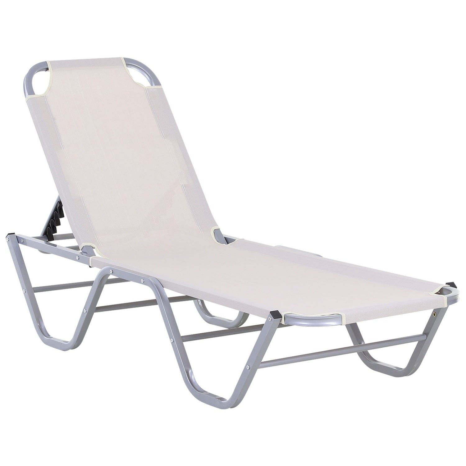 Justerbar solstol i aluminium, Beige 163x58,5x91 Cm