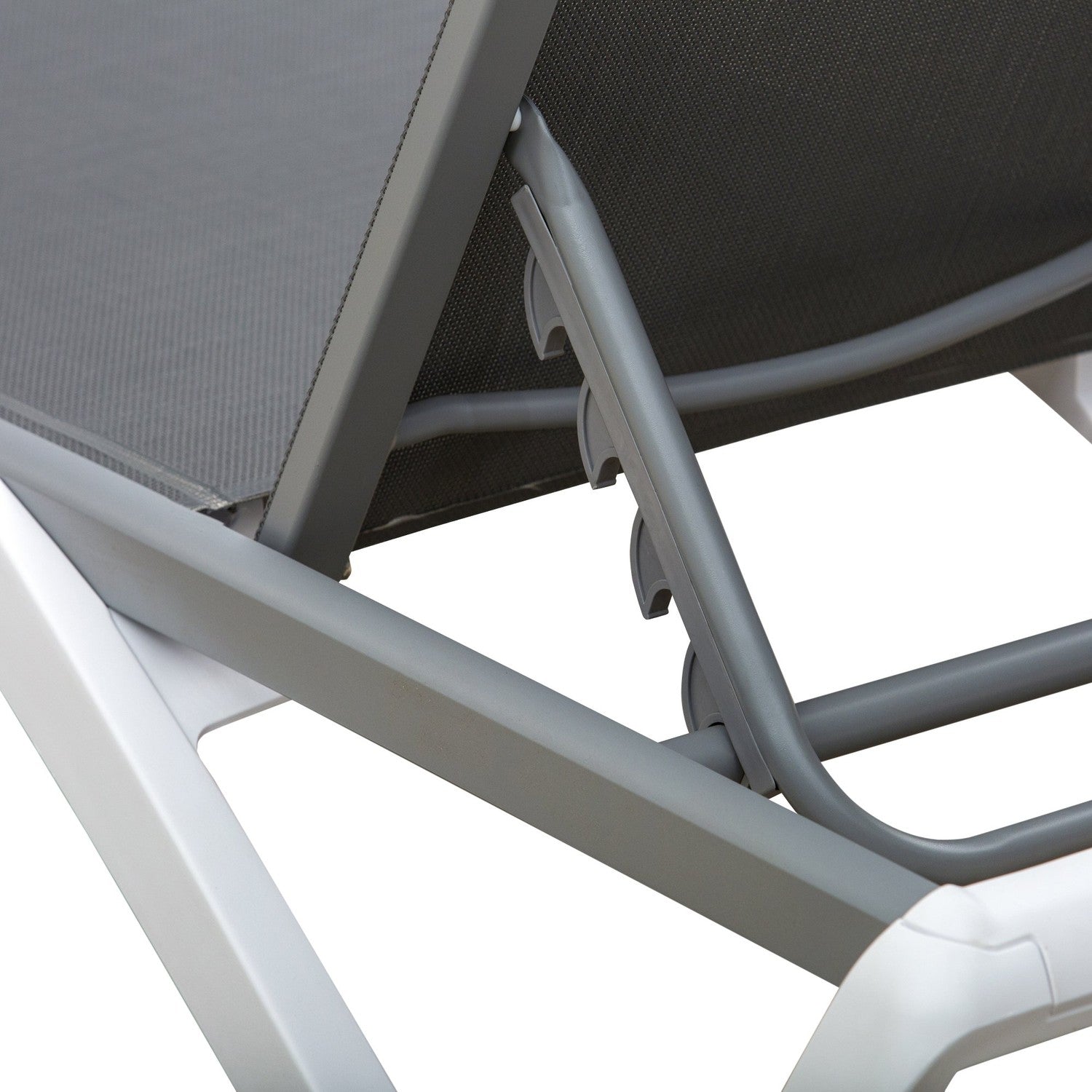 Justerbar solstol i aluminium – Ergonomisk grå/vit