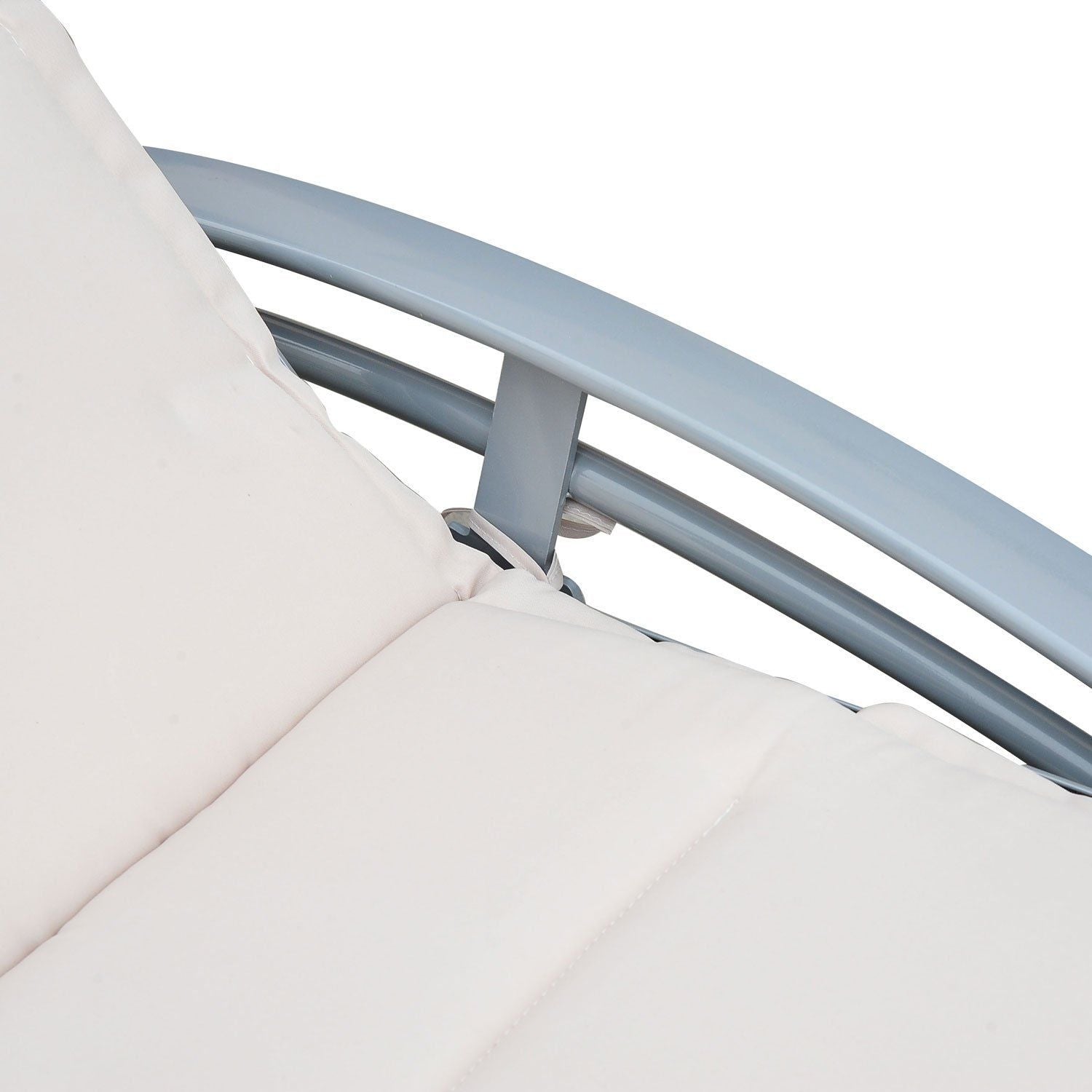 Justerbar solstol i aluminium – Gräddvit, 170x64x82 Cm