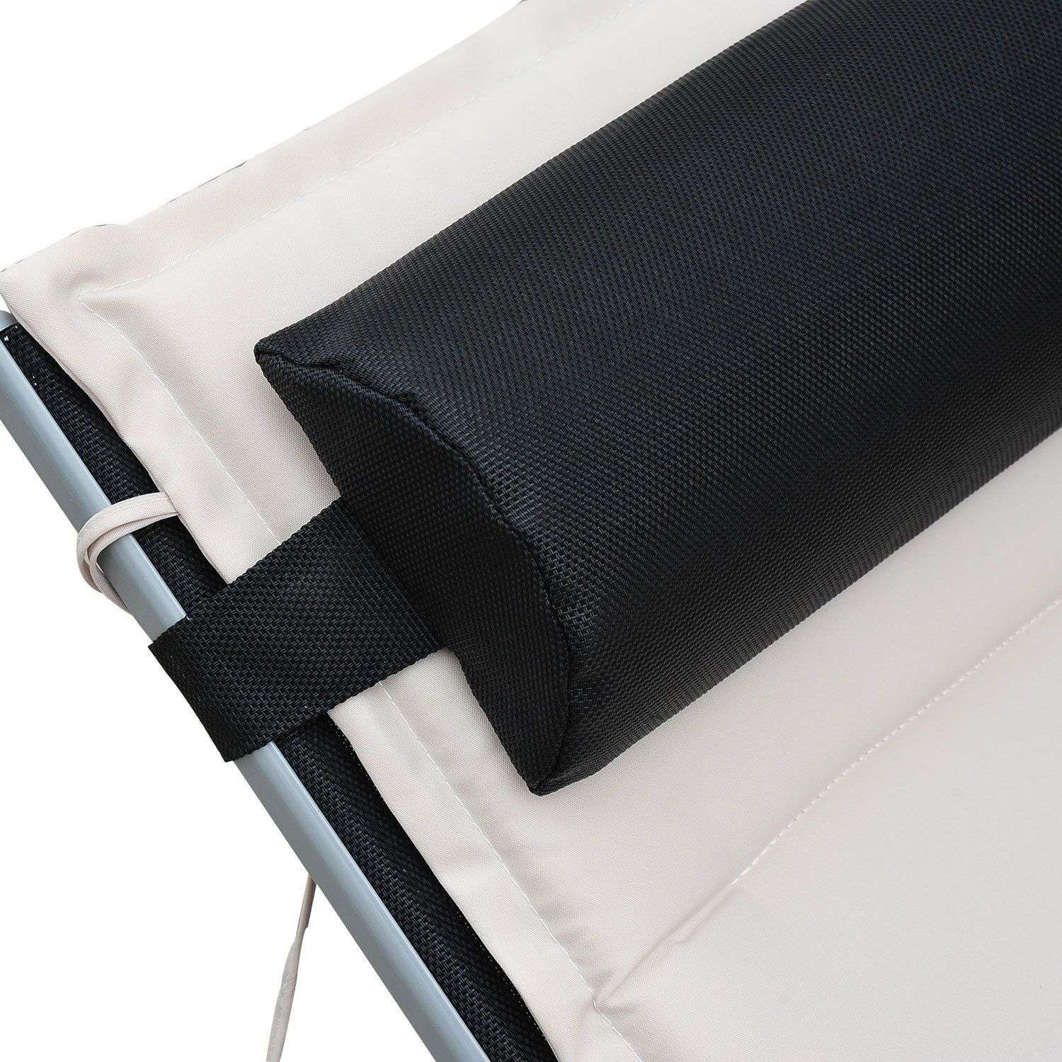 Justerbar solstol i aluminium – Gräddvit, 170x64x82 Cm