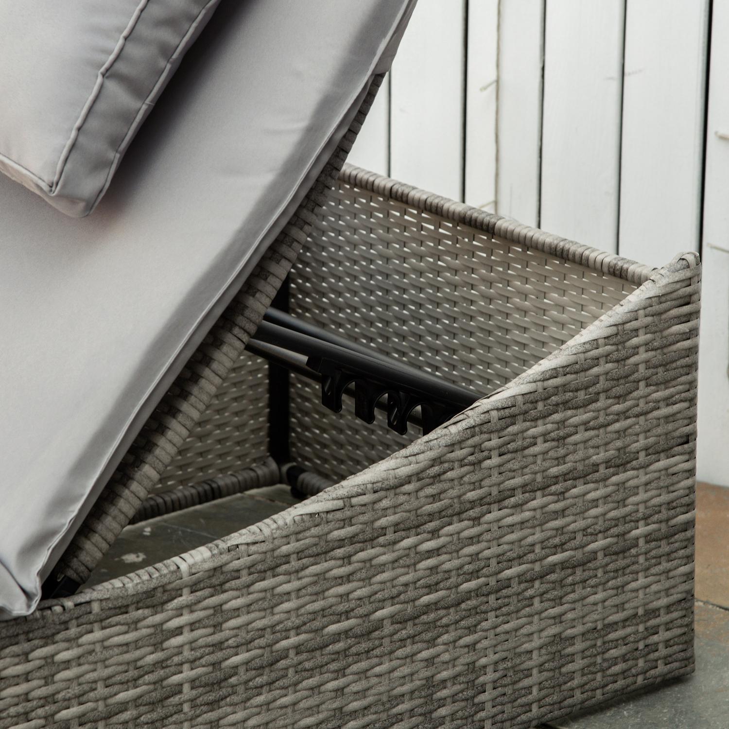 Justerbar solstol i polyrattan med kudde, hopfällbar 2-i-1-design