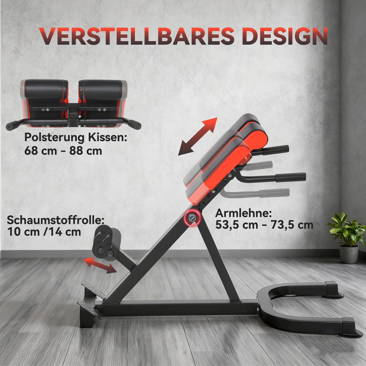 Justerbar stålträningsbänk – Röd/Svart, Hemmagym